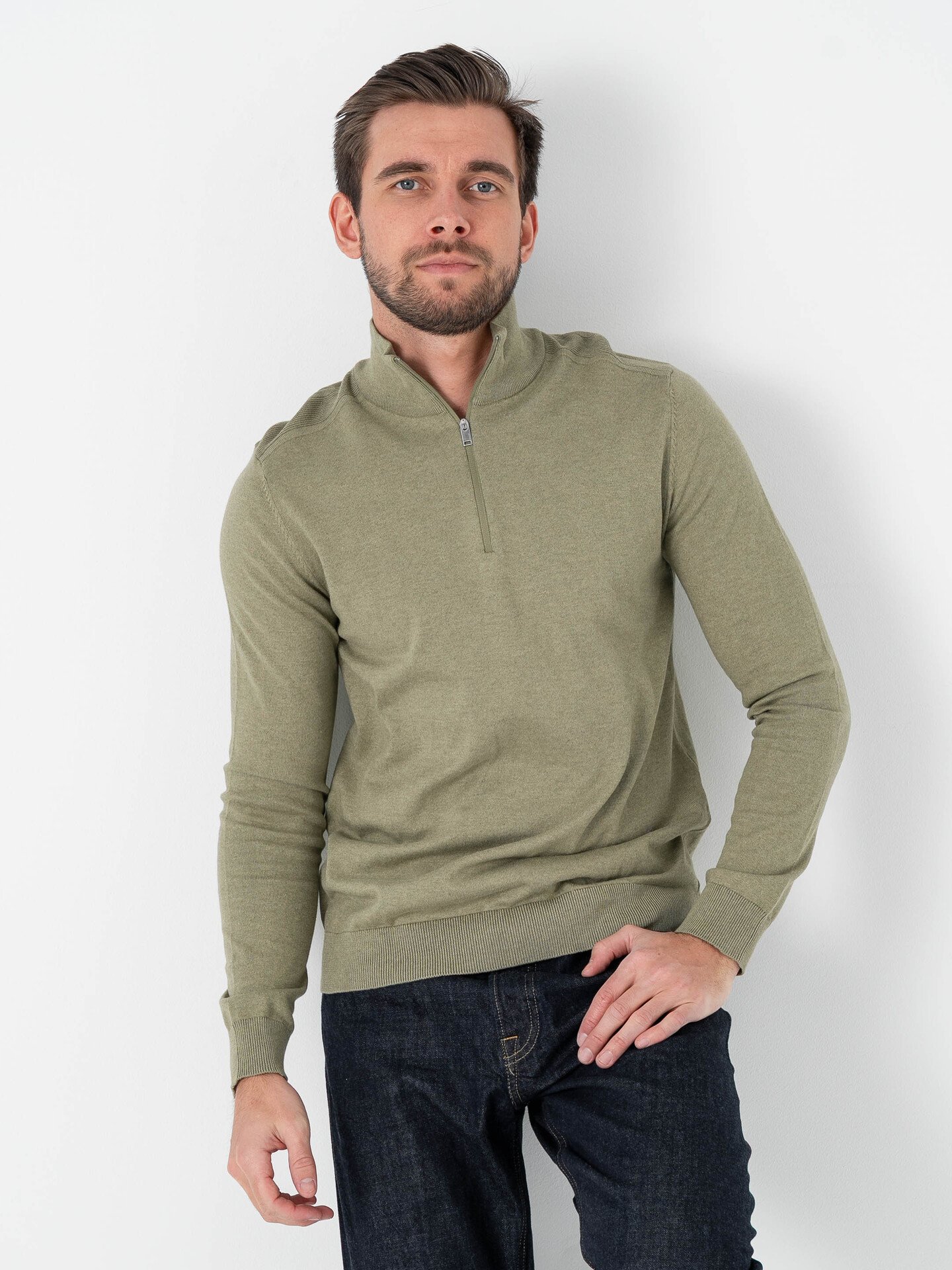 Selected Homme Selected Homme Berg Long Sleeve Half Zip Deep Lichen Green Melange