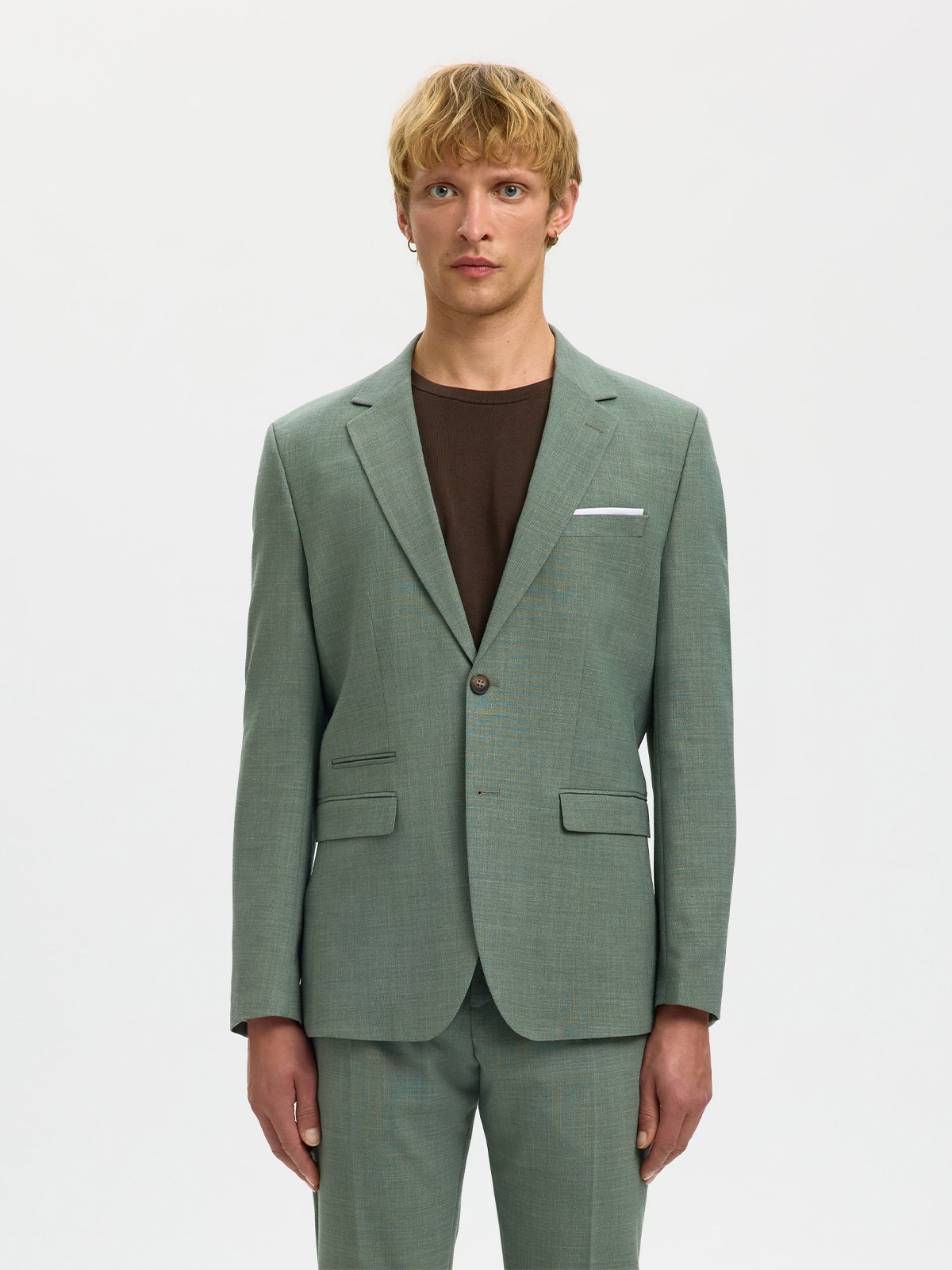 Selected Homme Slim-Oasis Linen Blazer Light Green Melange