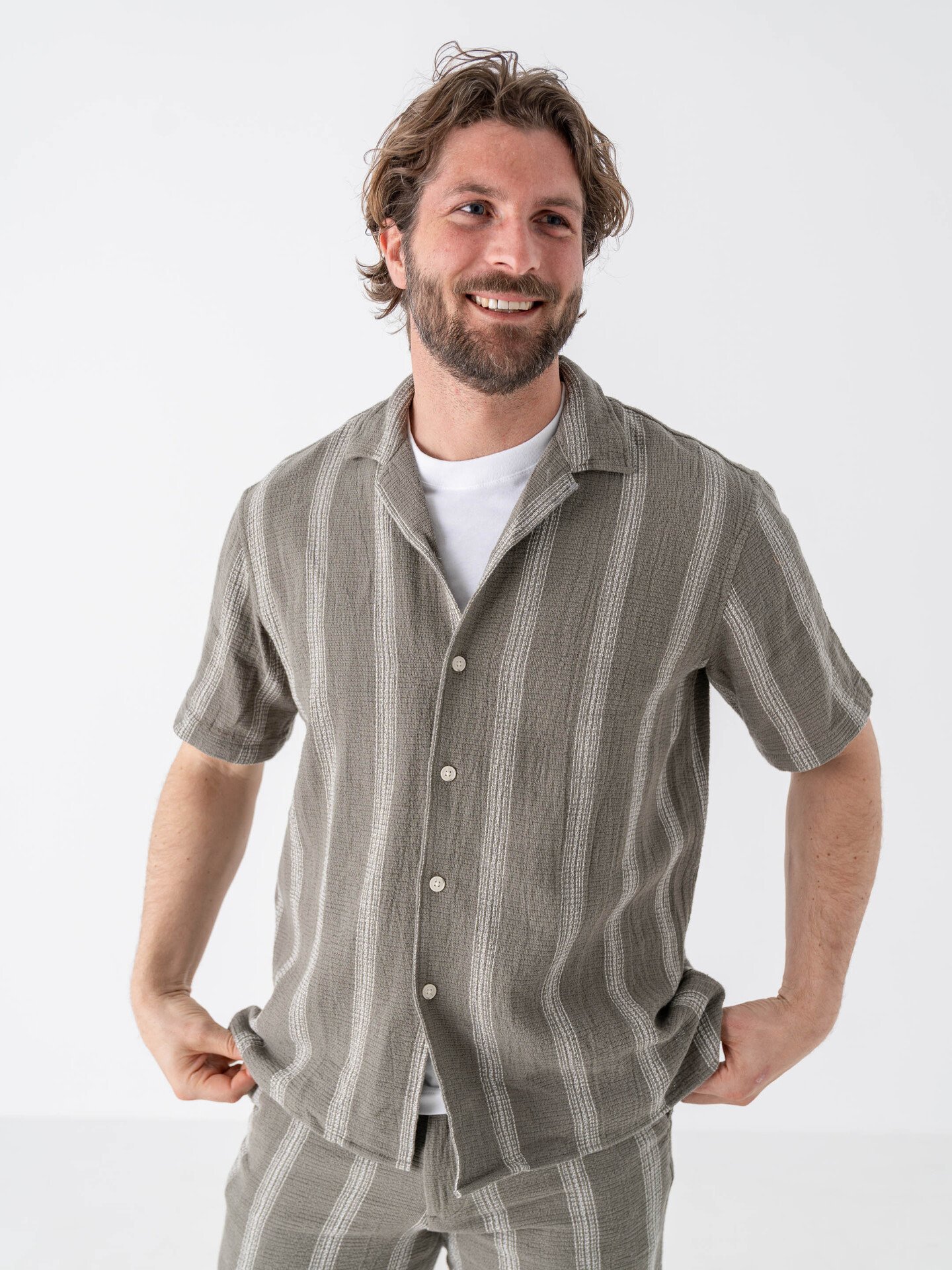 Selected Homme Relax-Sal Shirt Short Sleeve Resort Vetiver Melange