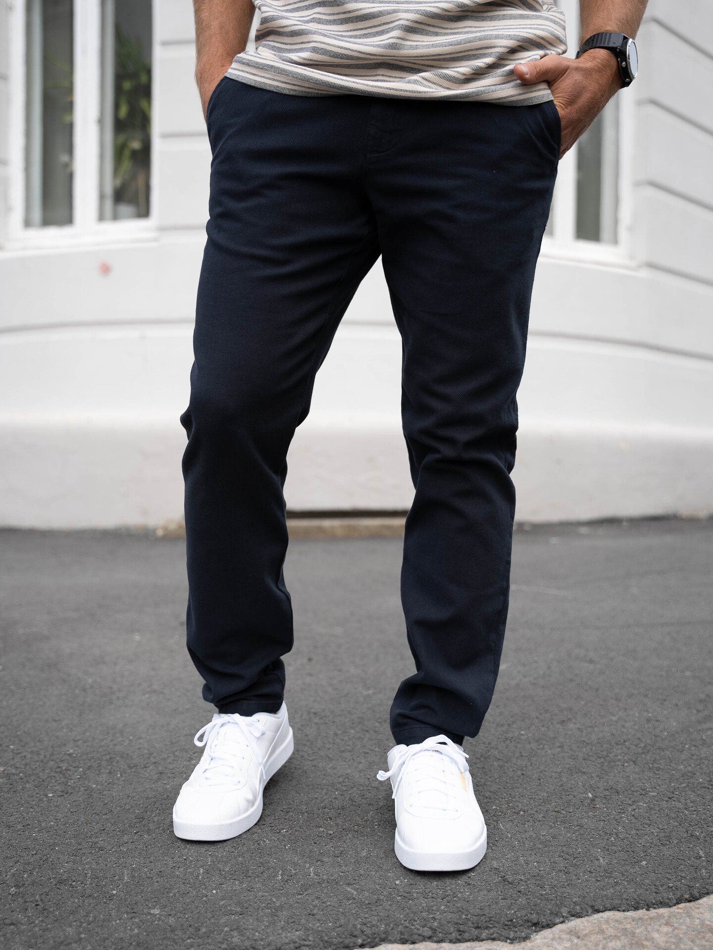 Selected Homme Slim Miles Structure Dyed Pant Dark Sapphire