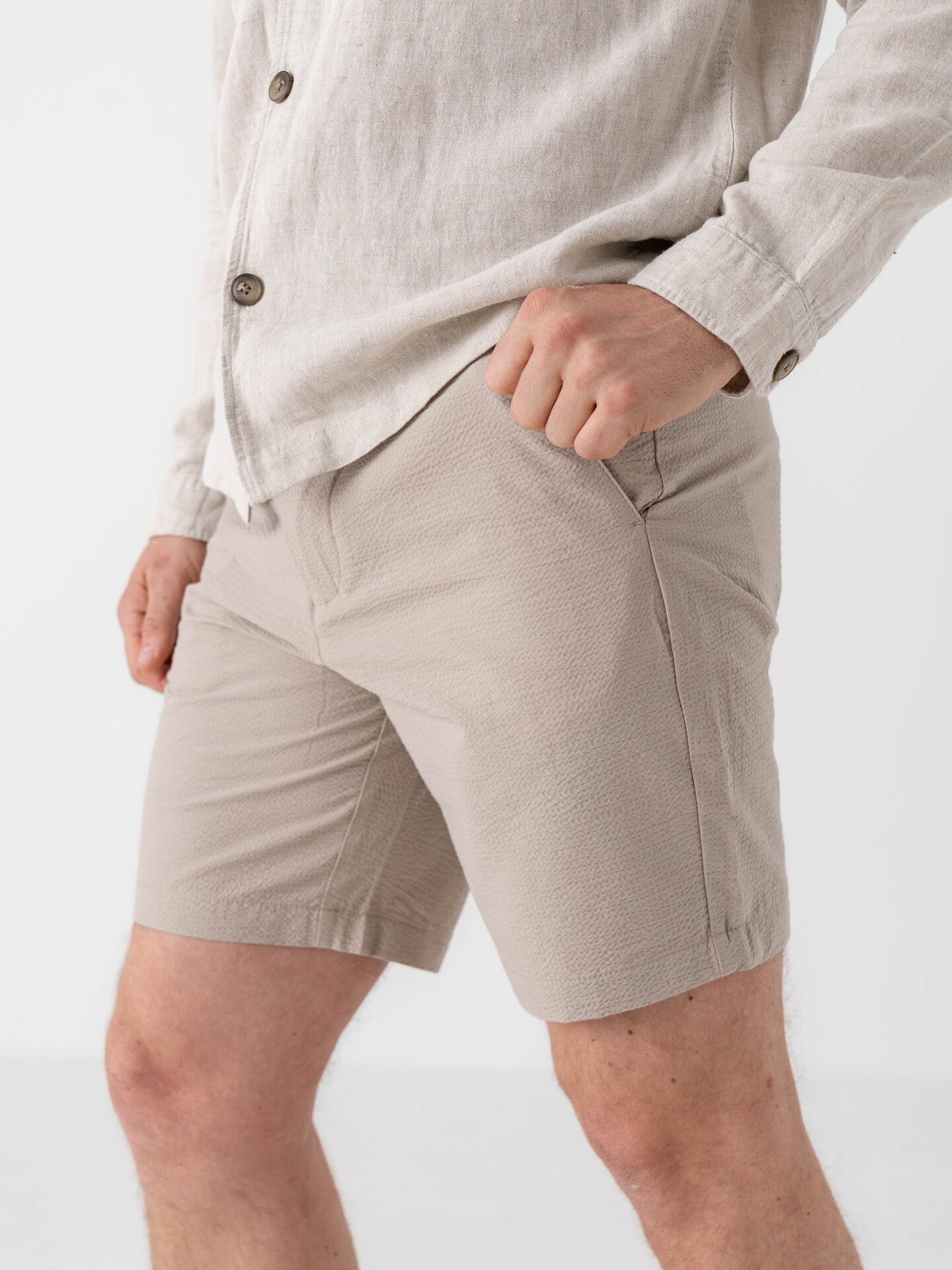 Selected Homme Regular-Karl Seersucker Shorts Pure Cashmere