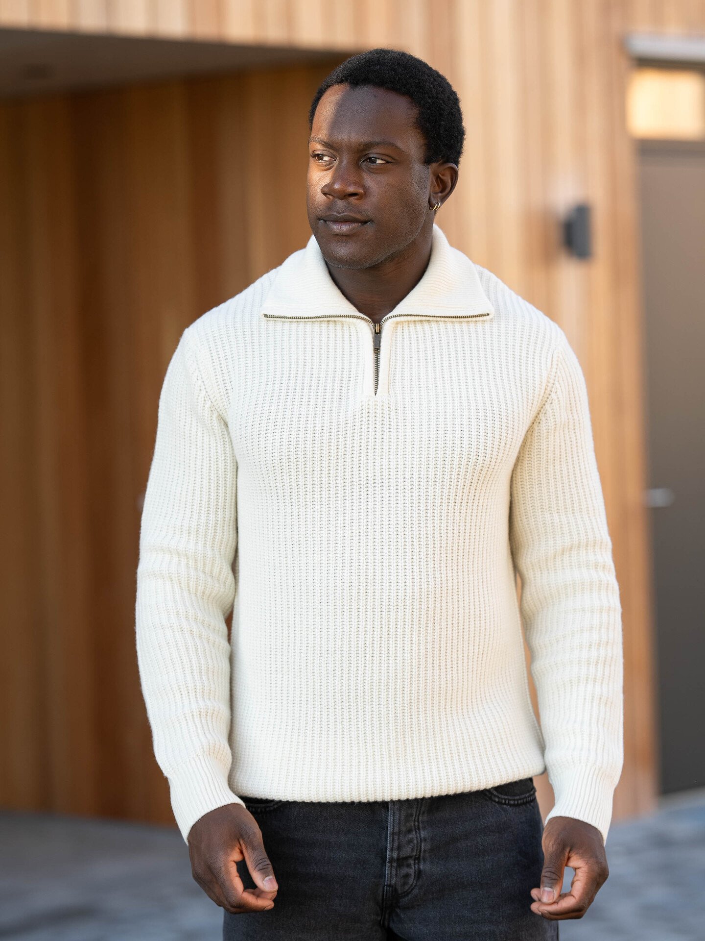 Selected Homme Land Long Sleeve Knit Half Zip Tofu