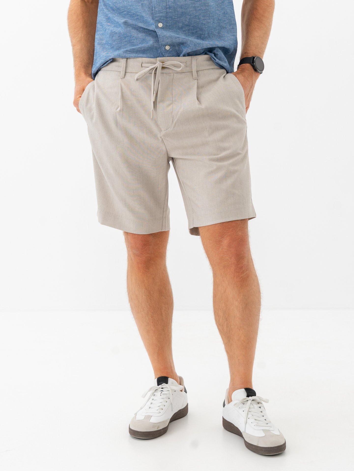Selected Homme Regular-Leroy Pleat Shorts Light Sand Melange