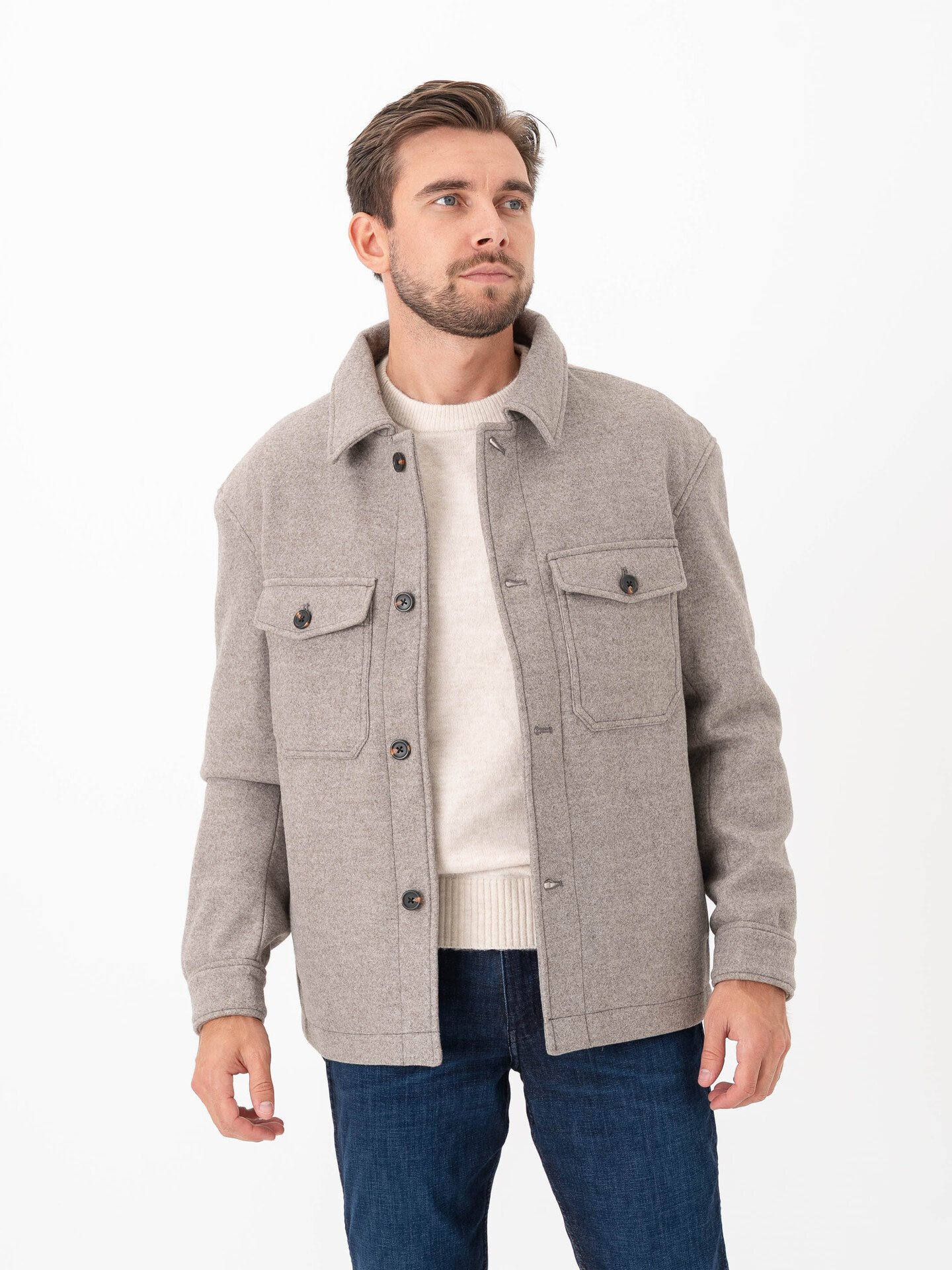 Selected Homme Mitch Lano Shacket Deep Taupe