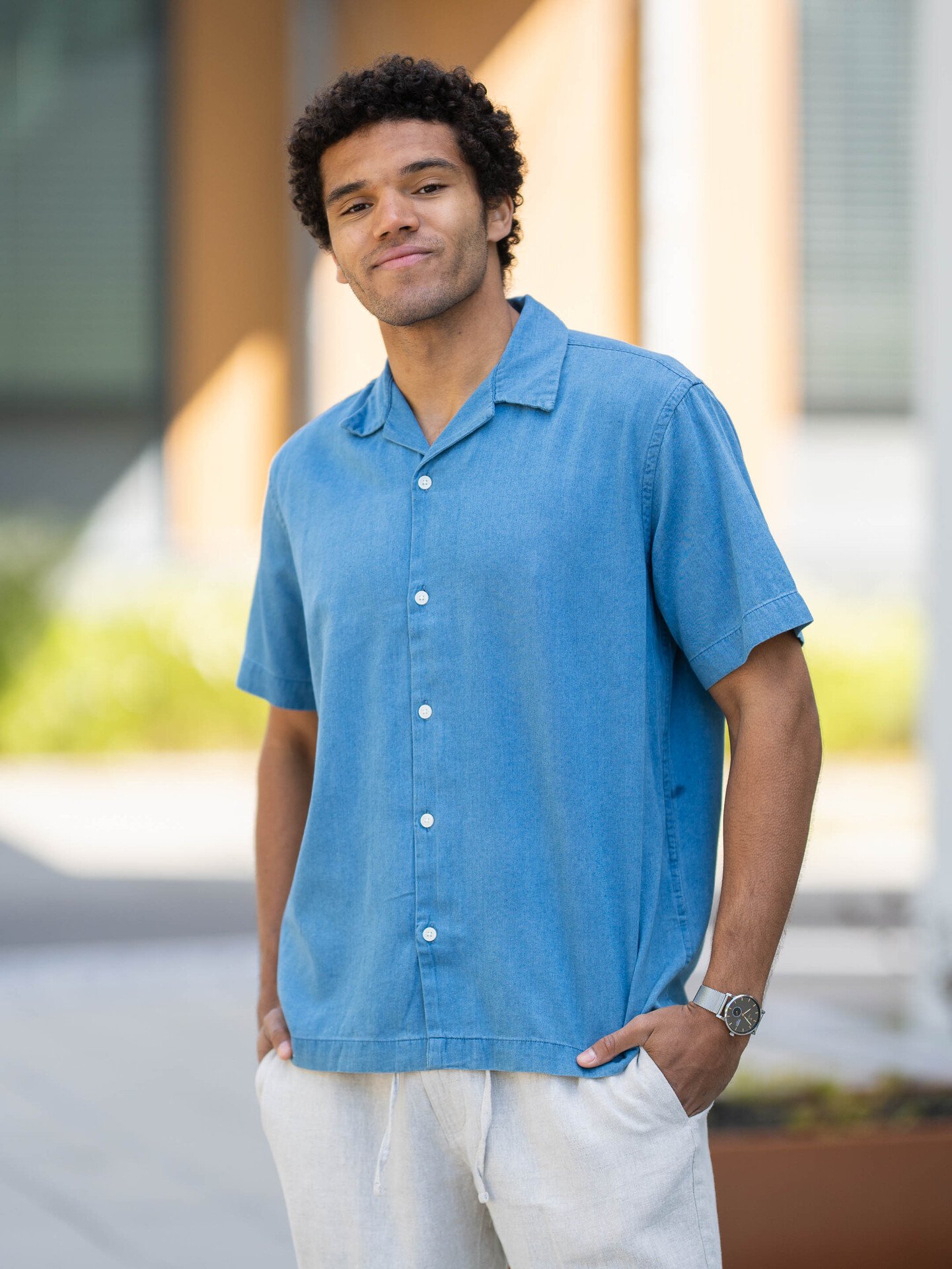 Selected Homme Relax Rick Denim Short Sleeve Shirt Medium Blue Denim