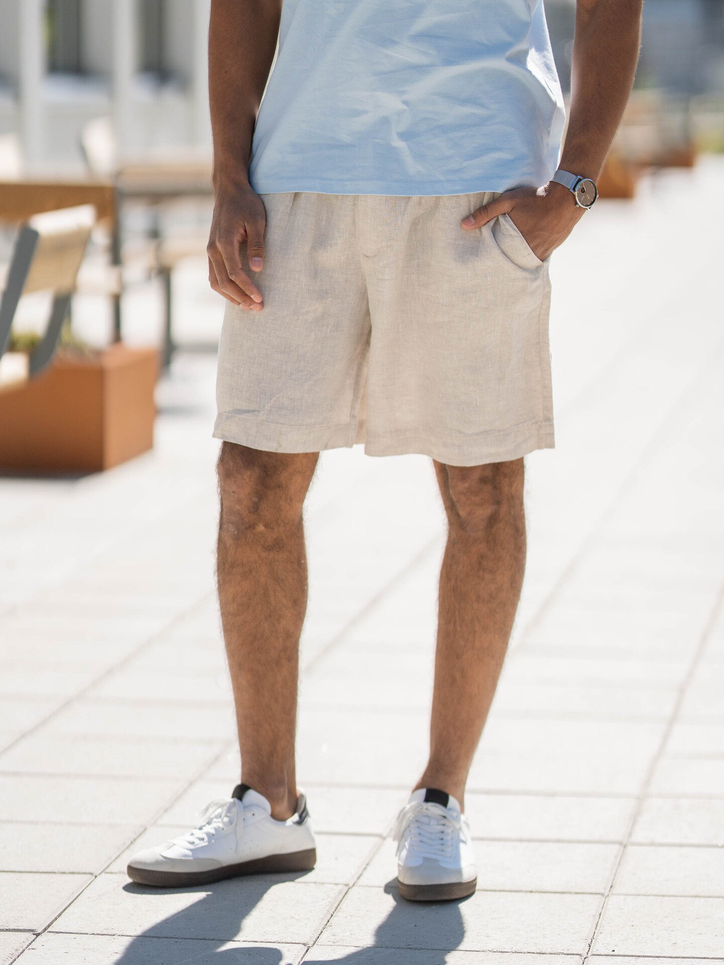 Jack and Jones Bill Lawrence Linen Shorts Silver Lining