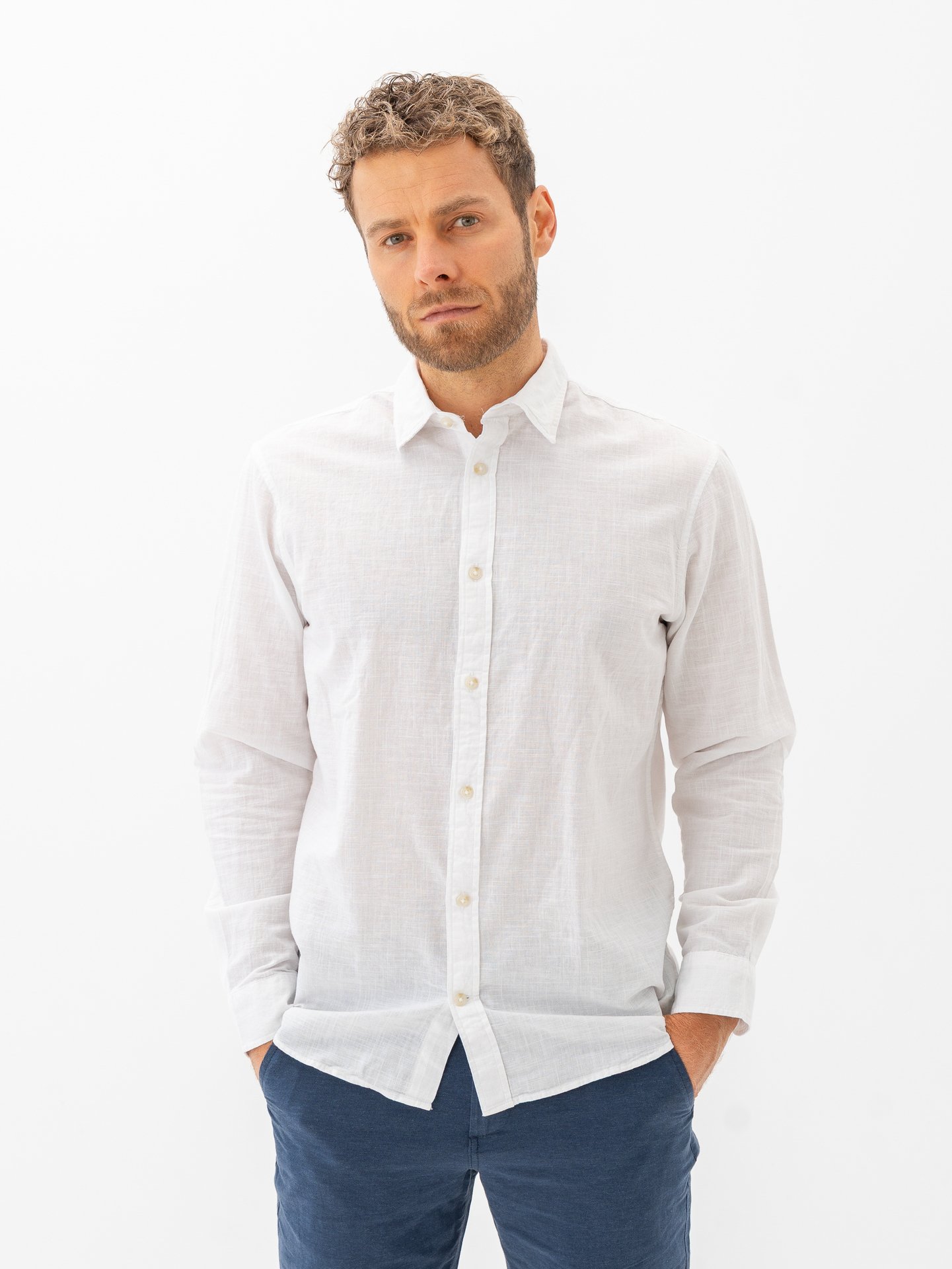 Jack and Jones Summer Shirt Long Sleeve White