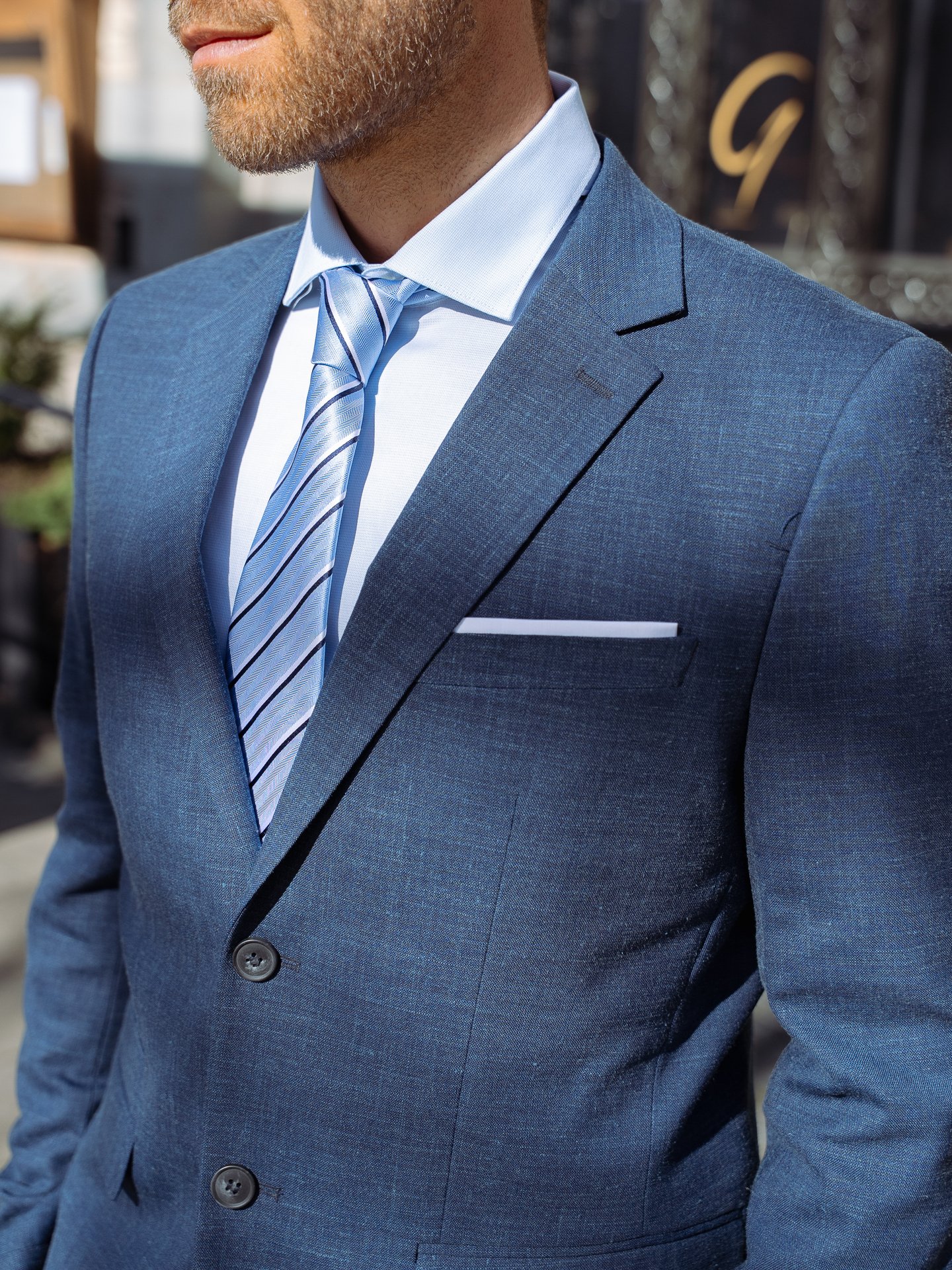 Jack and Jones Solidary Printed Tie Blue Chambray