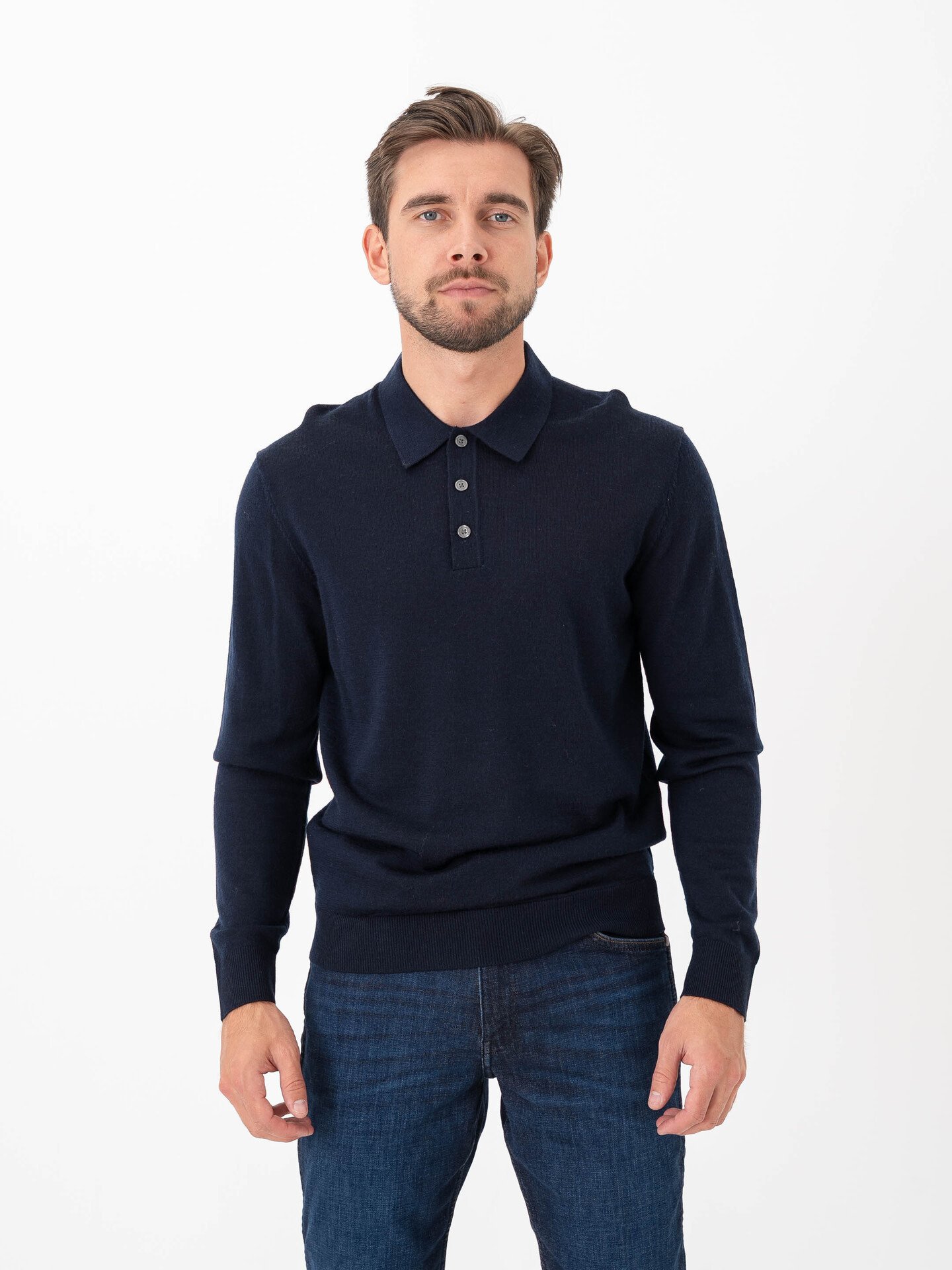Jack and Jones Merino Knit Polo Night Sky