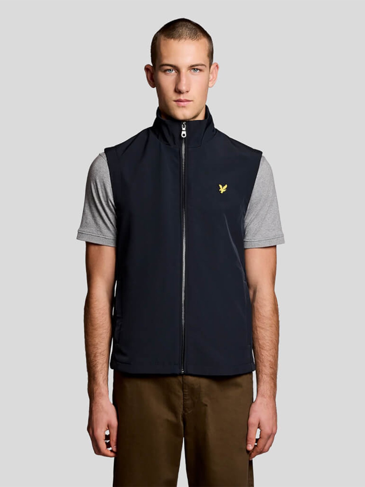 Lyle & Scott Mesh Back Softshell Funnel Neck Gilet Dark Navy