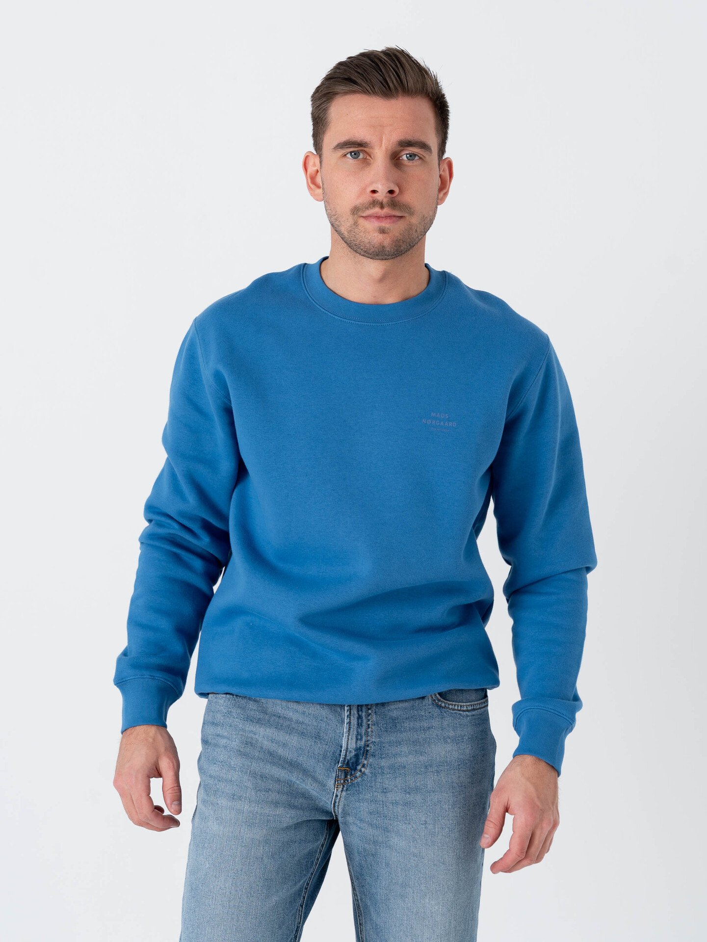 Mads Nørgaard Standard Crew Logo Sweat Bright Cobalt