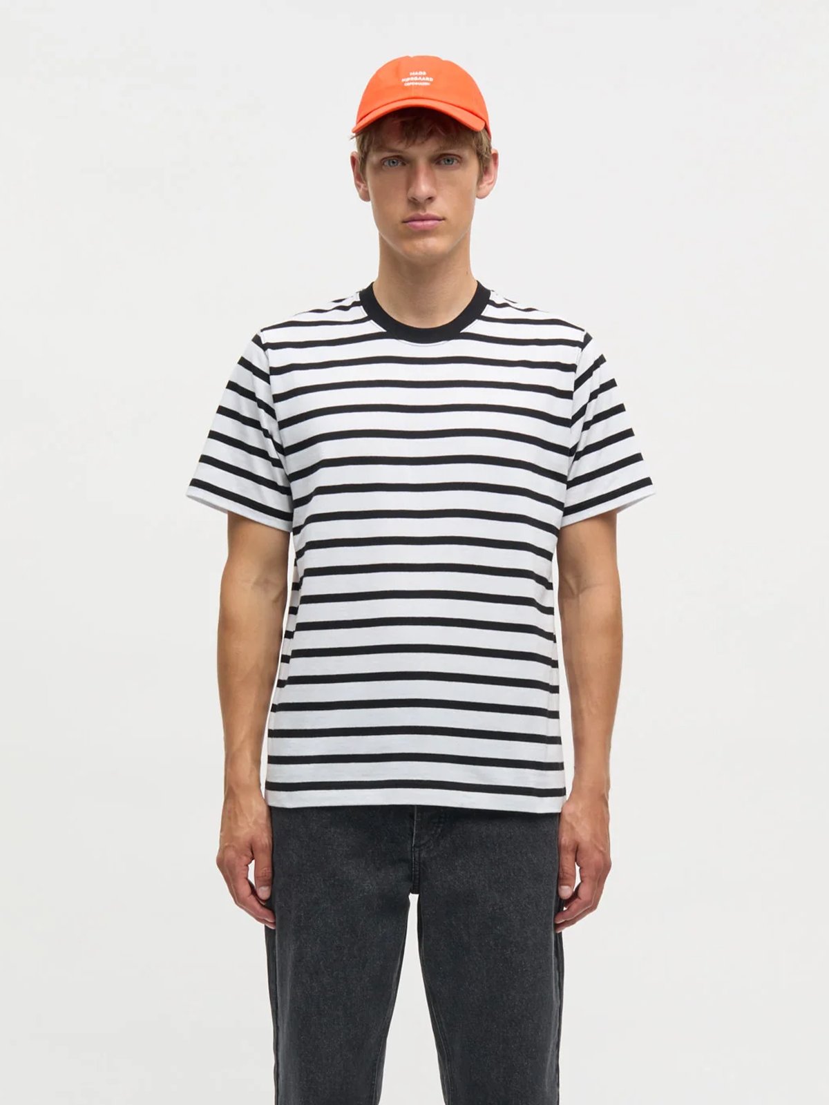 Mads Nørgaard Cotton Jersey Stripe Frode Tee Black / White