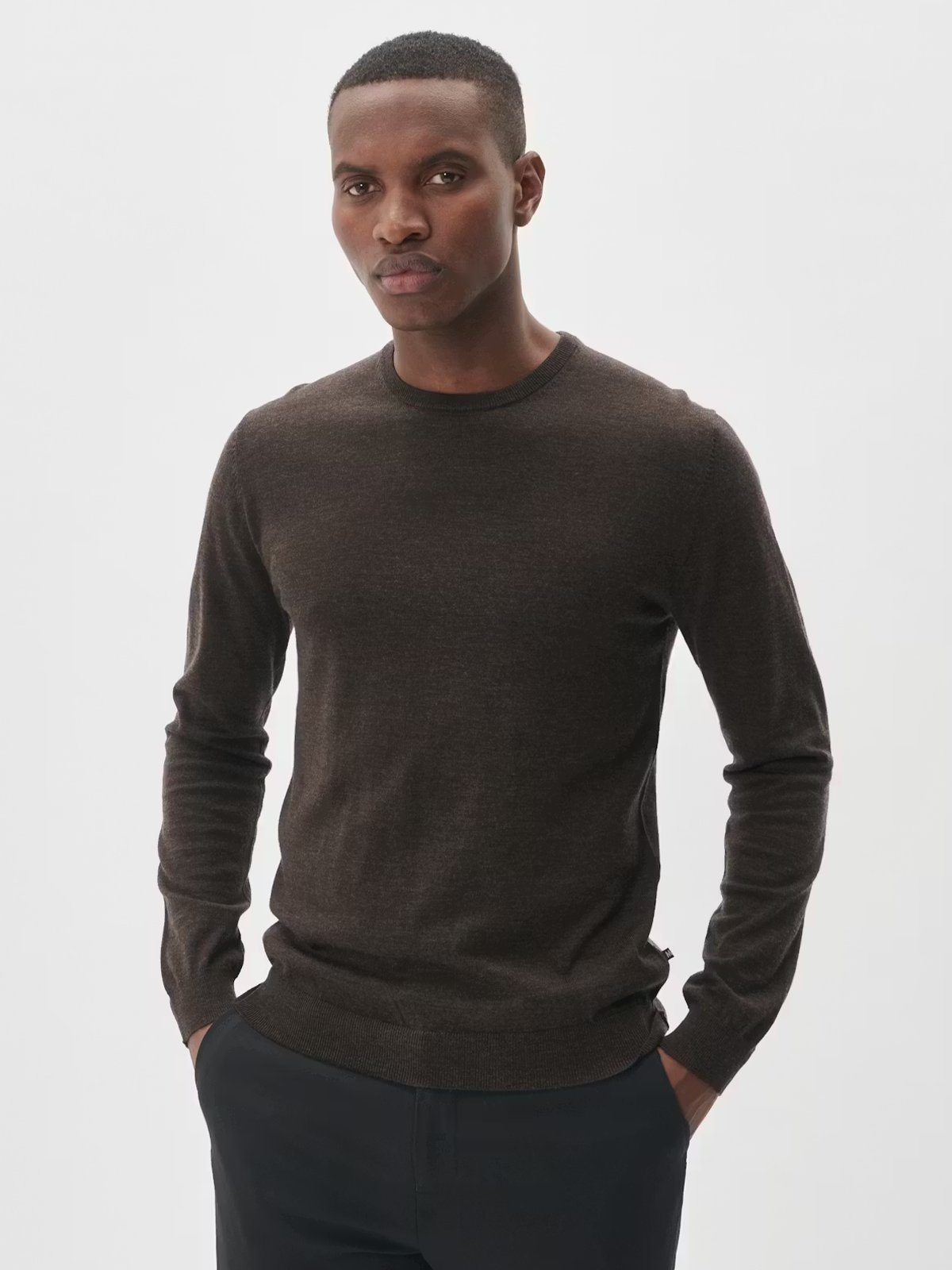 Matinique Grate Wool Pullover Dark Brown