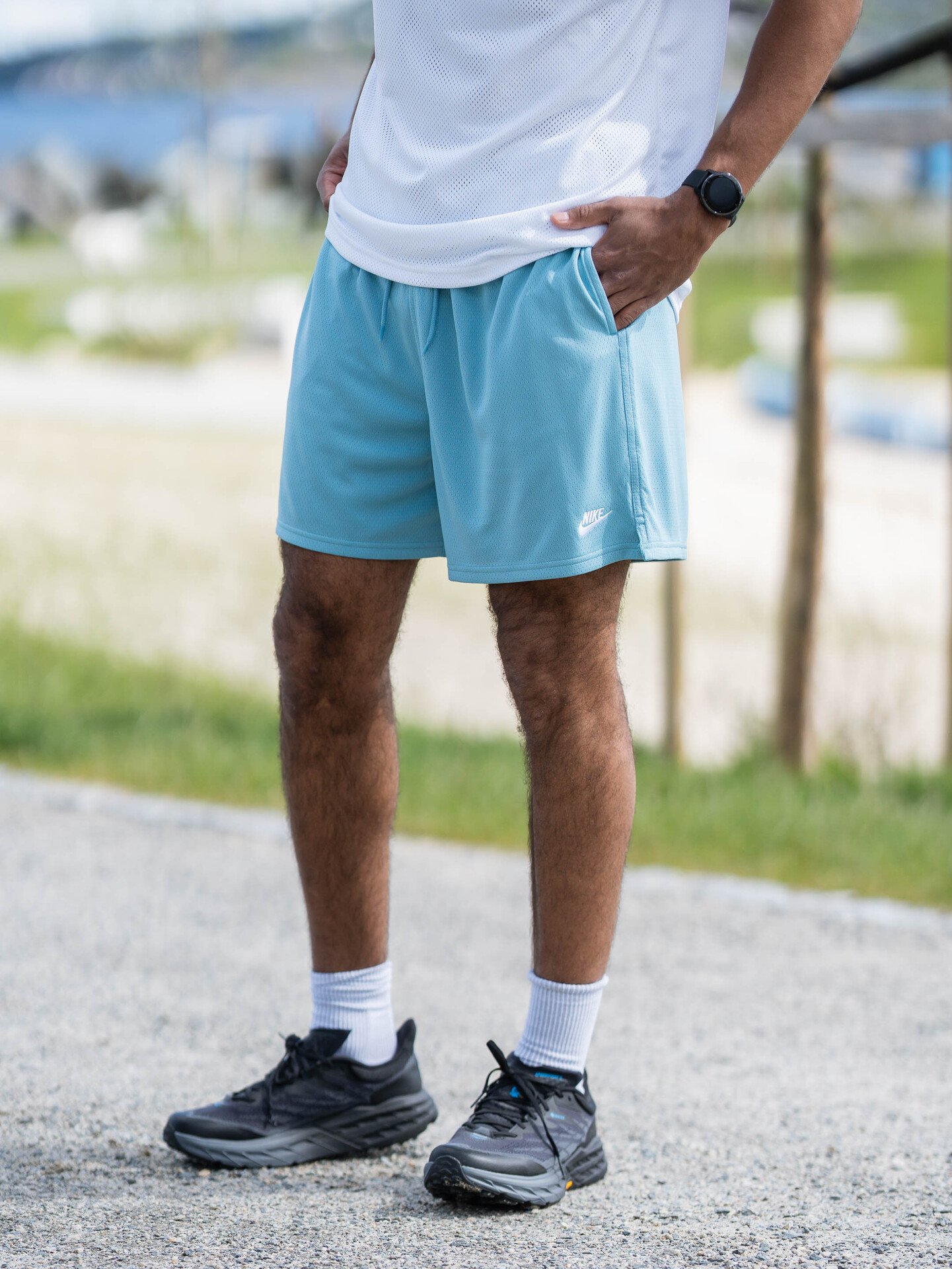 Nike Club Flow Mesh Shorts Denim Turq / White