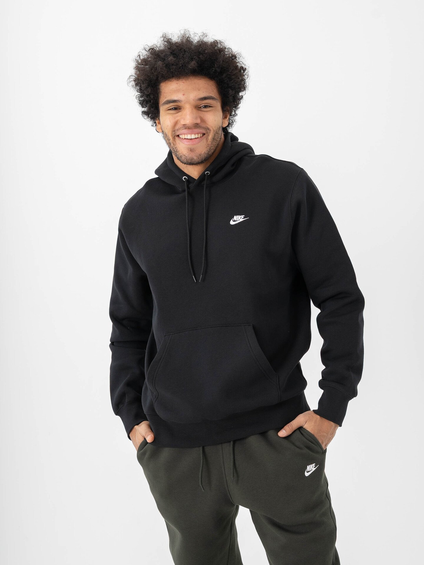 Nike Club Pullover Fleece Hoodie Black / White