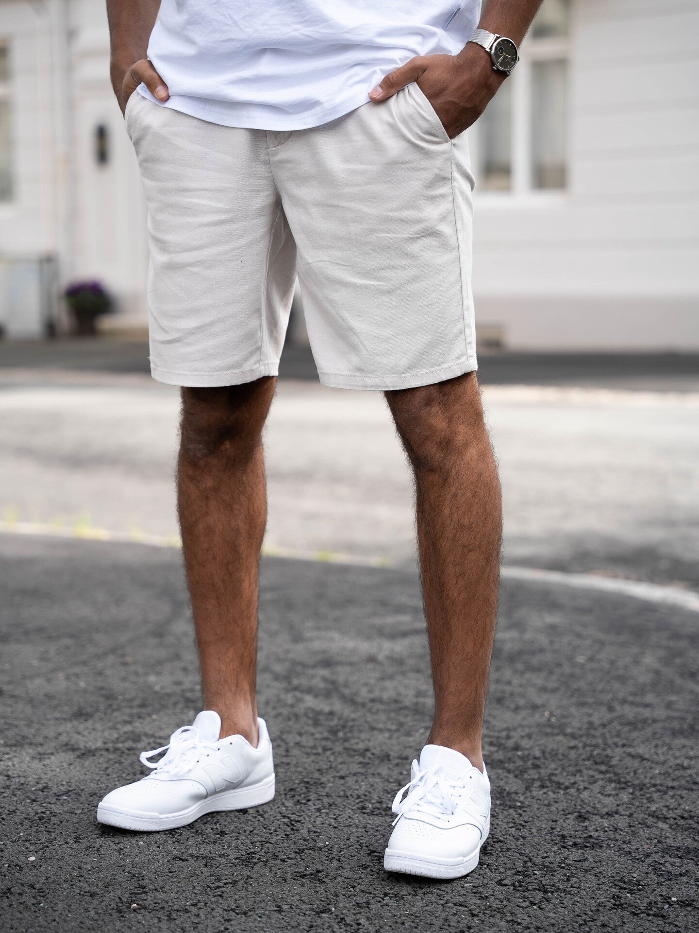 Only & Sons Mark Cotton Linen Shorts Silver Lining