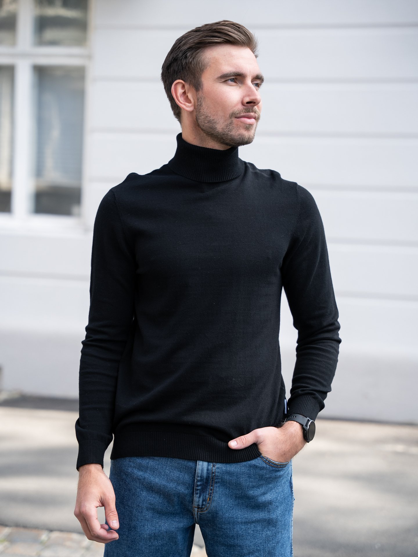 Only & Sons Loui Reg Mel Roll Knit Black