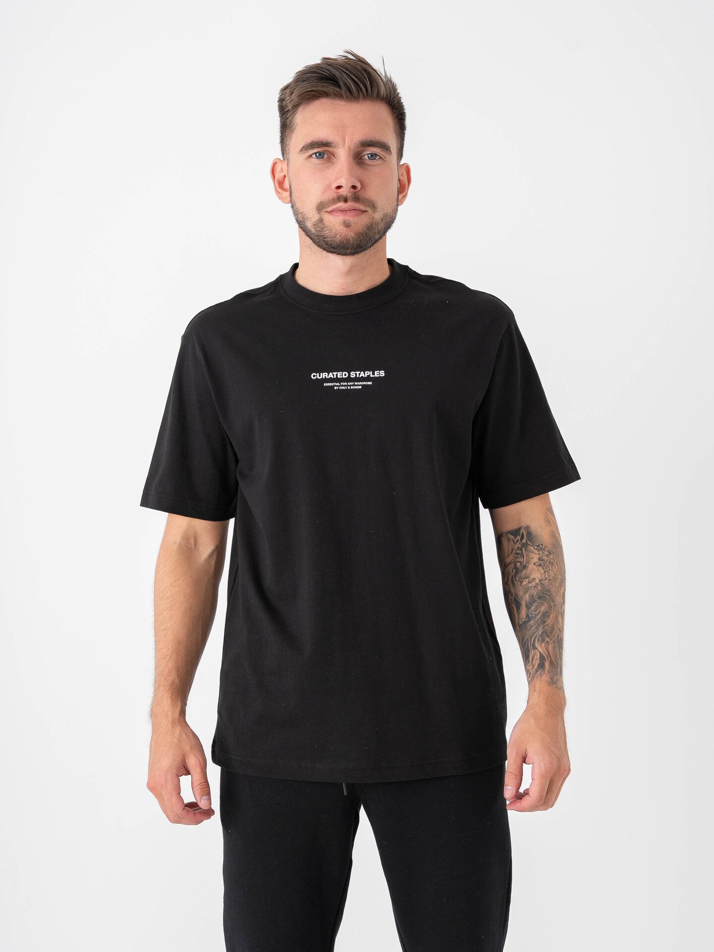 Only & Sons Curated Relaxed Print Short Sleeve Tee Black