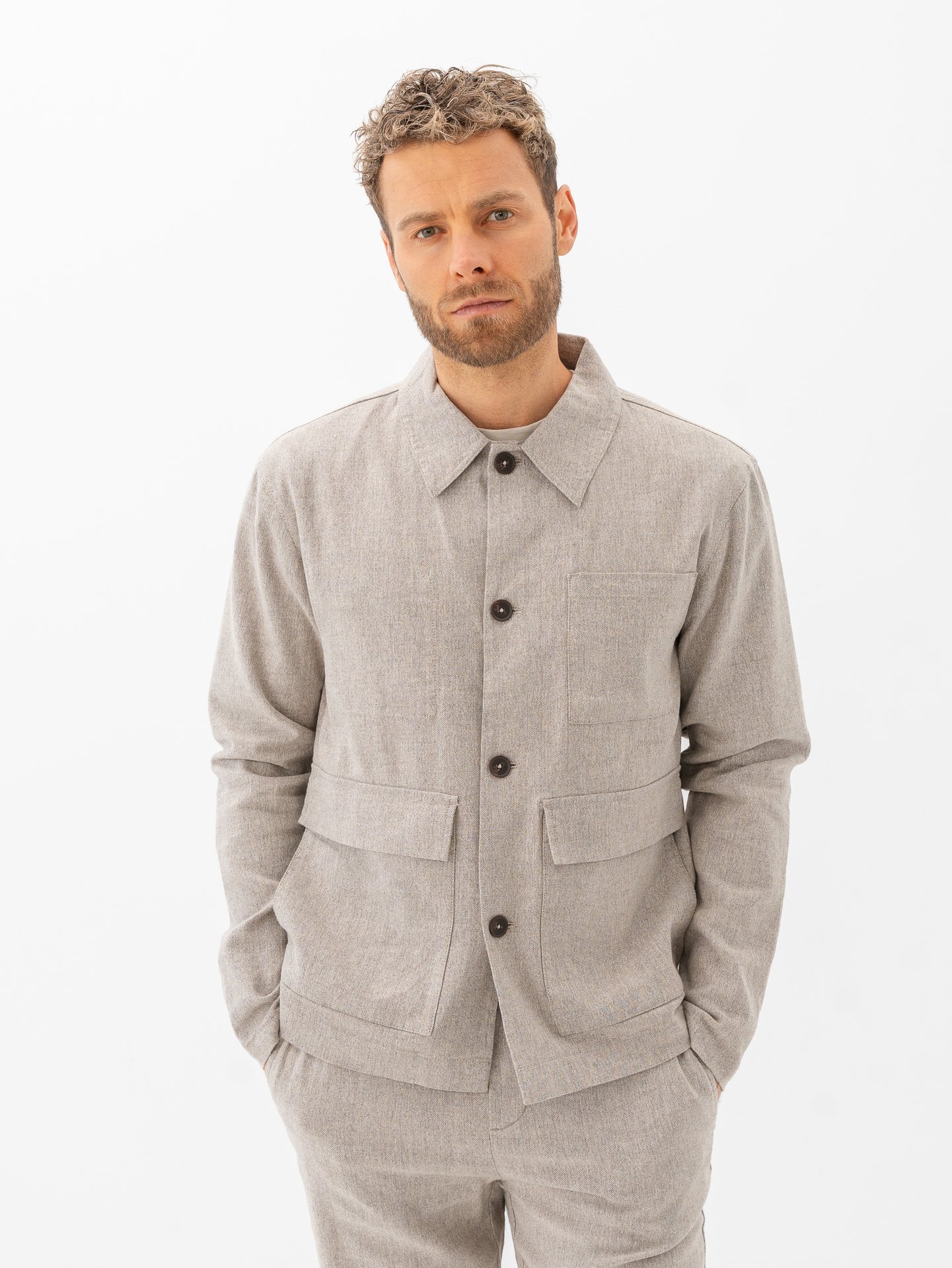 Only & Sons Kane Linen Mix Casual Jacket Raw Ecru