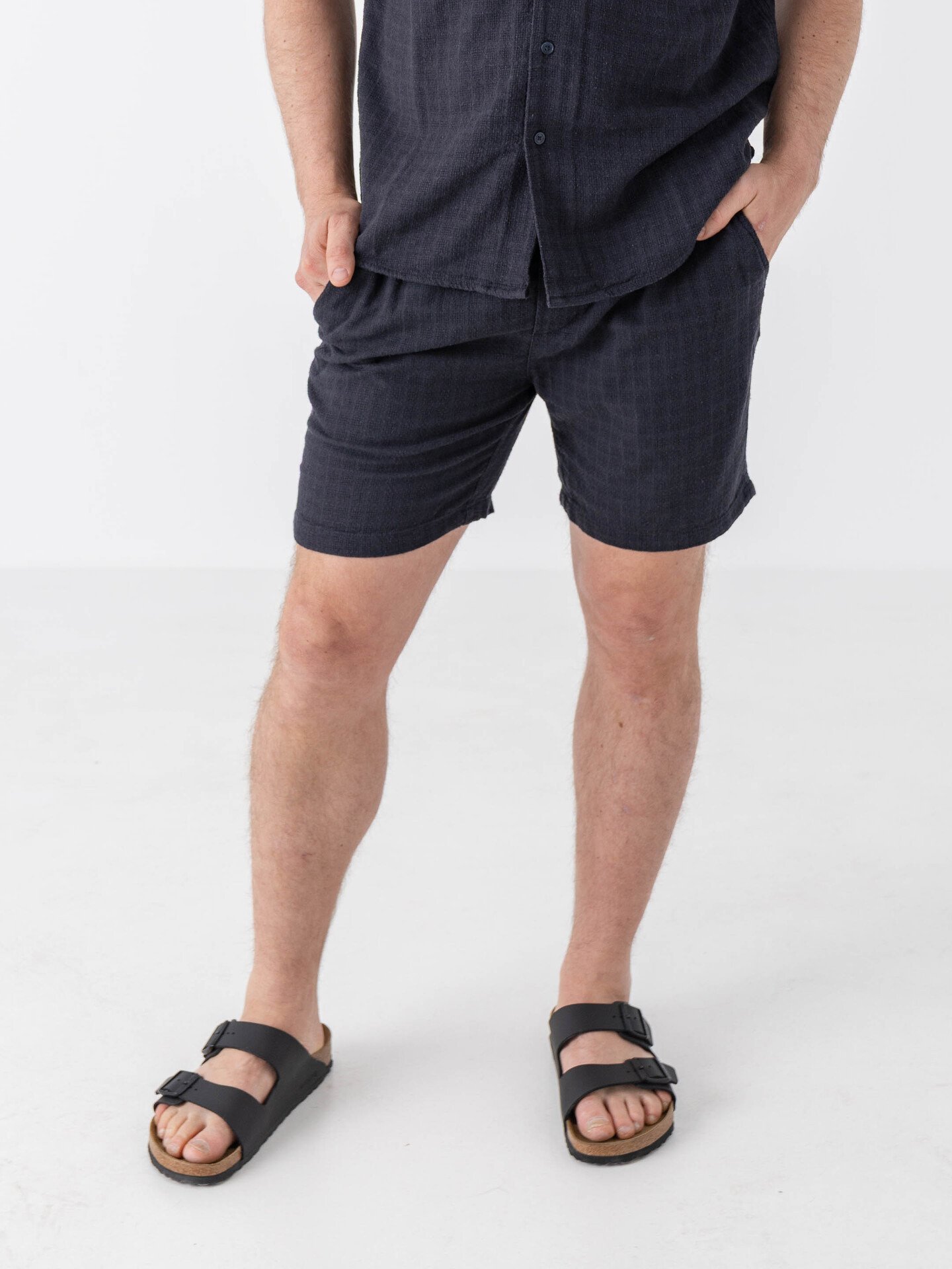 Only & Sons Tel Linen Latham Shorts Dark Navy