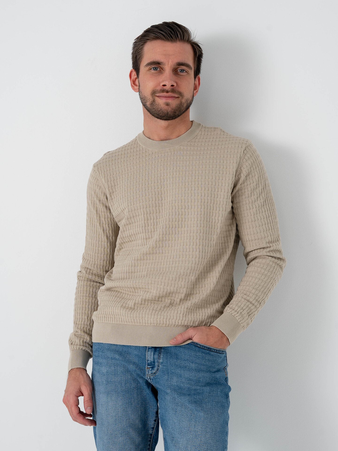 Only & Sons Berry Regular Long Sleeve Crew Knit Silver Lining