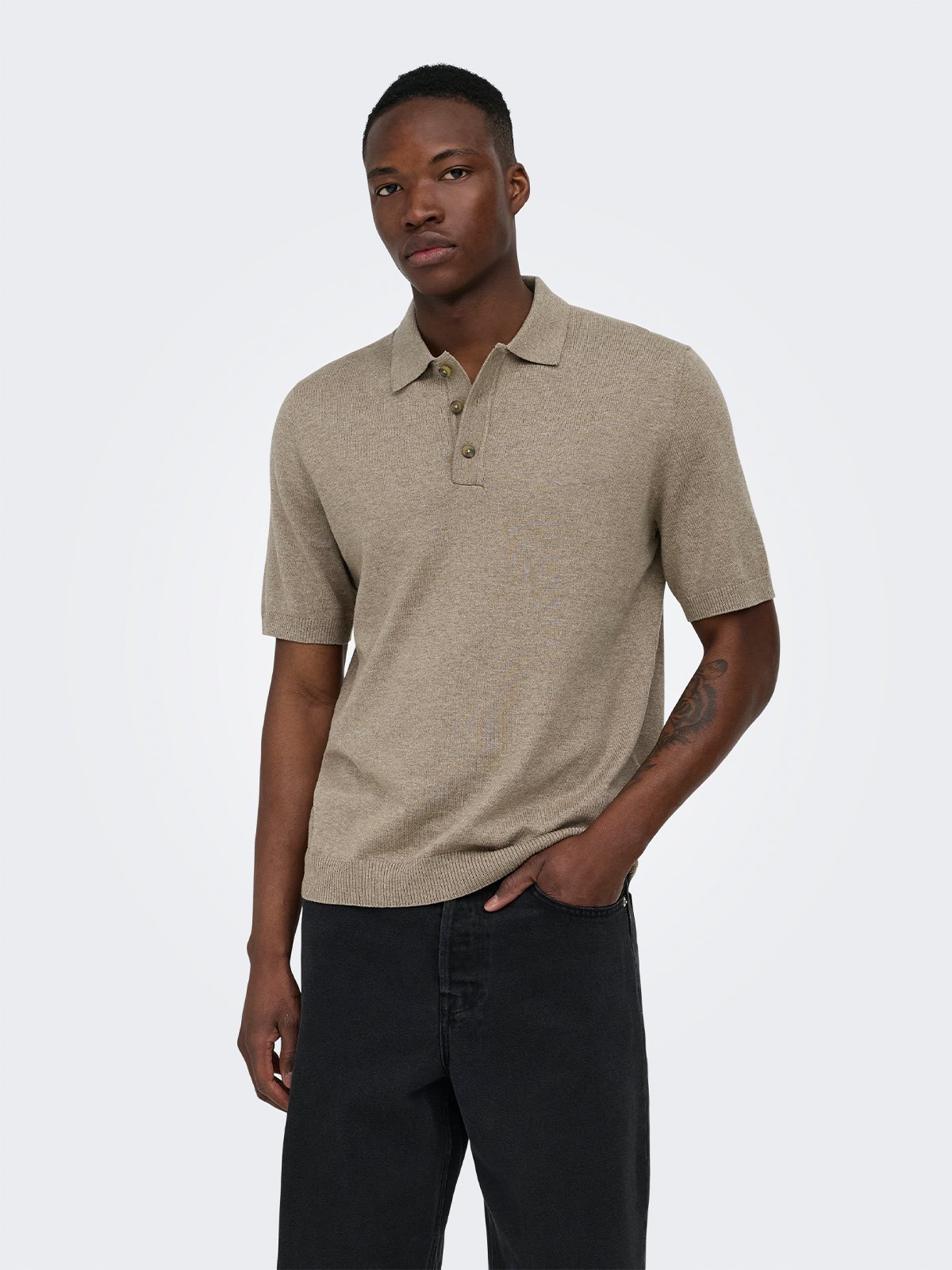 Only & Sons Loui Regular Short Sleeve Polo Knit Desert Taupe