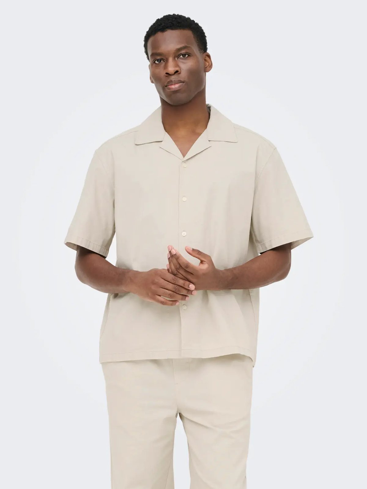 Only & Sons Reid Regular Resort Shirt Silver Lining