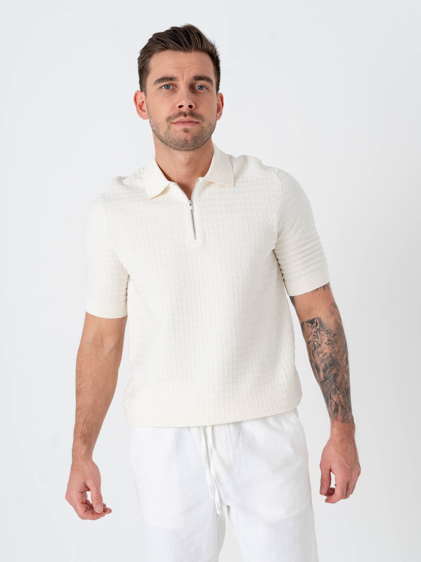 Only & Sons Menu Regular Short Sleeve Structure Polo Knit Egret