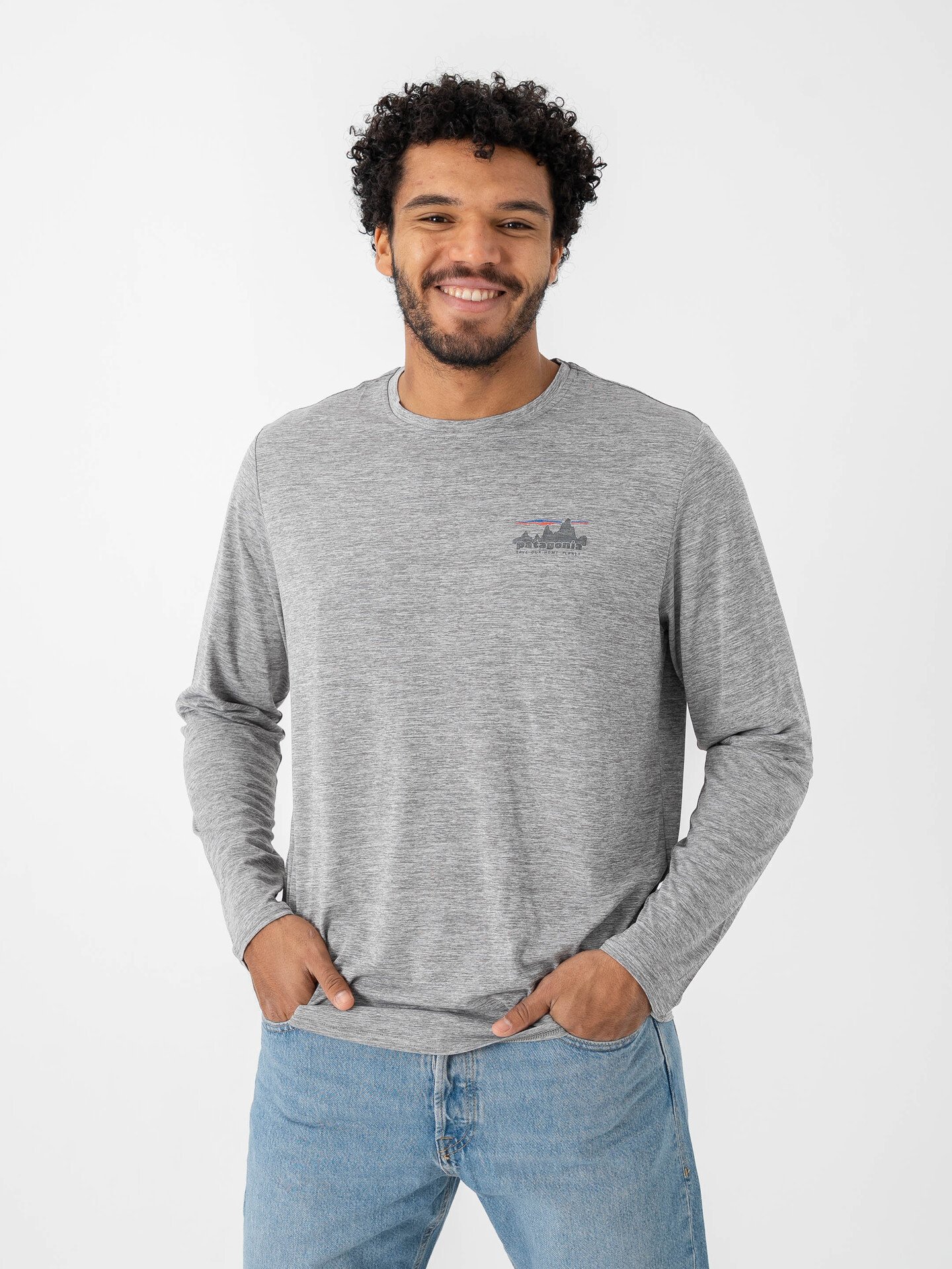 Patagonia Long Sleeve Cap Cool Daily Graphic Shirt '73 Skyline: Feather Grey