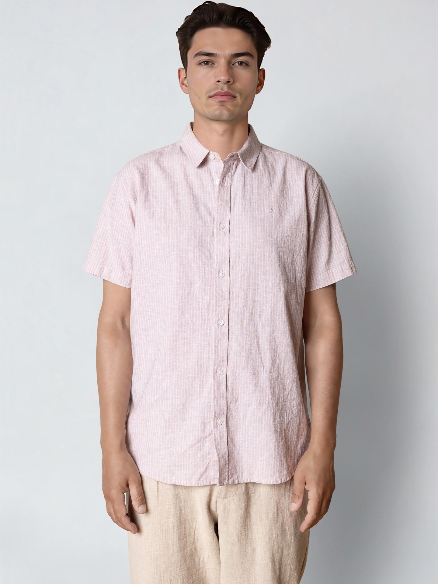 CLEAN CUT COPENHAGEN Luca Striped Short Sleeve Shirt Violet Ice / White