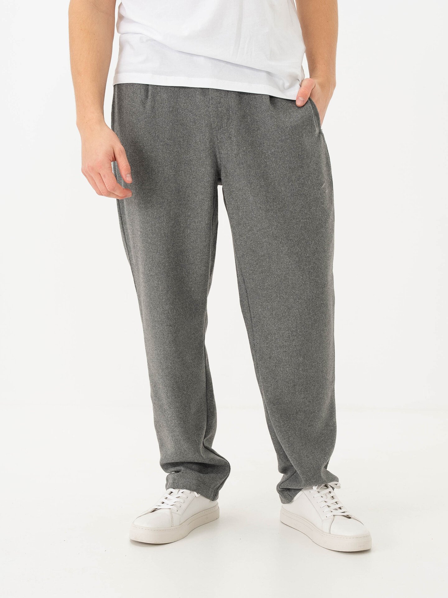 Solid Nels Liam Elas. Pants 1802011 Medium Grey Melange