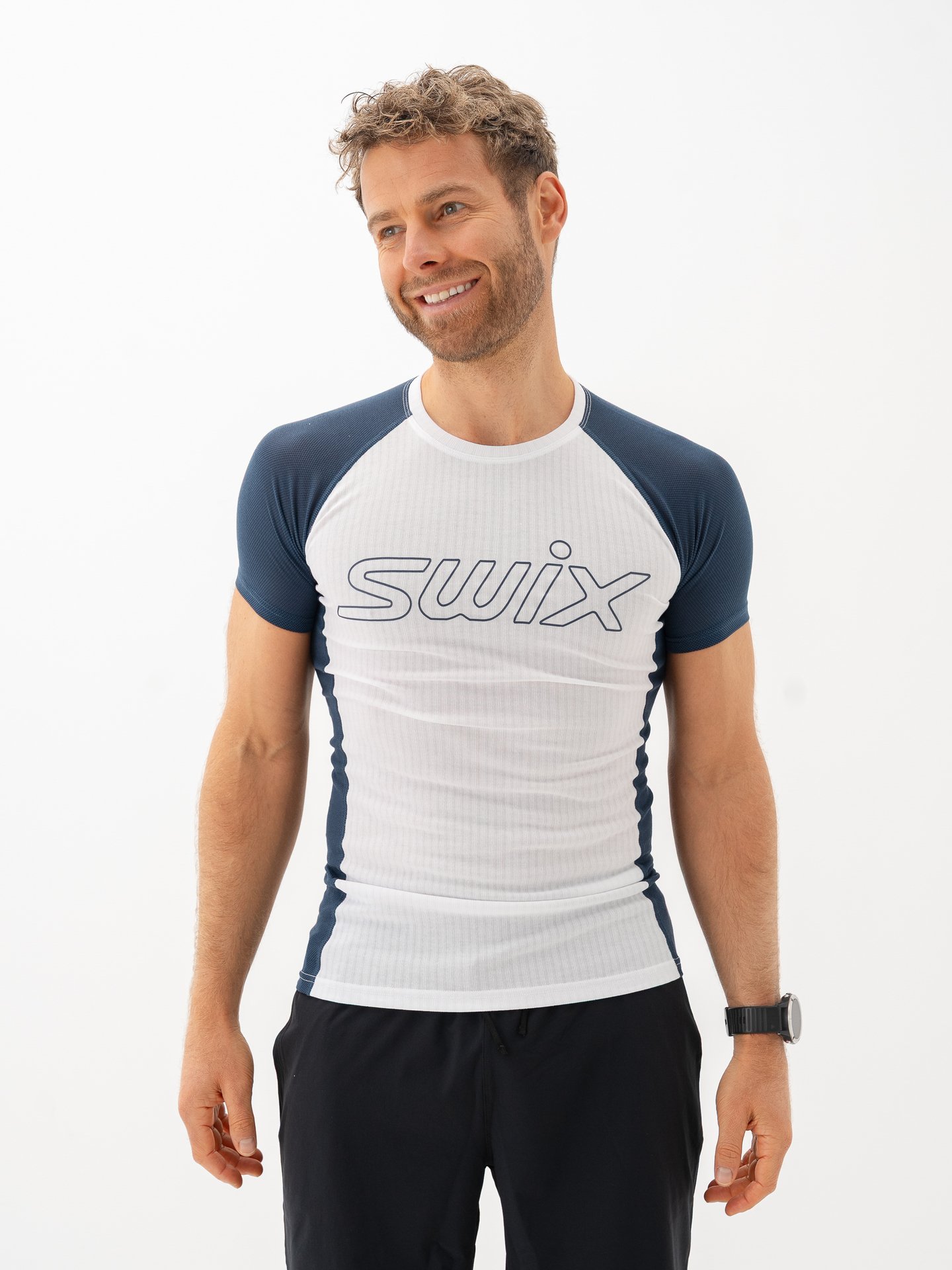 Swix RaceX Light Short Sleeve Bright White / Lake Blue