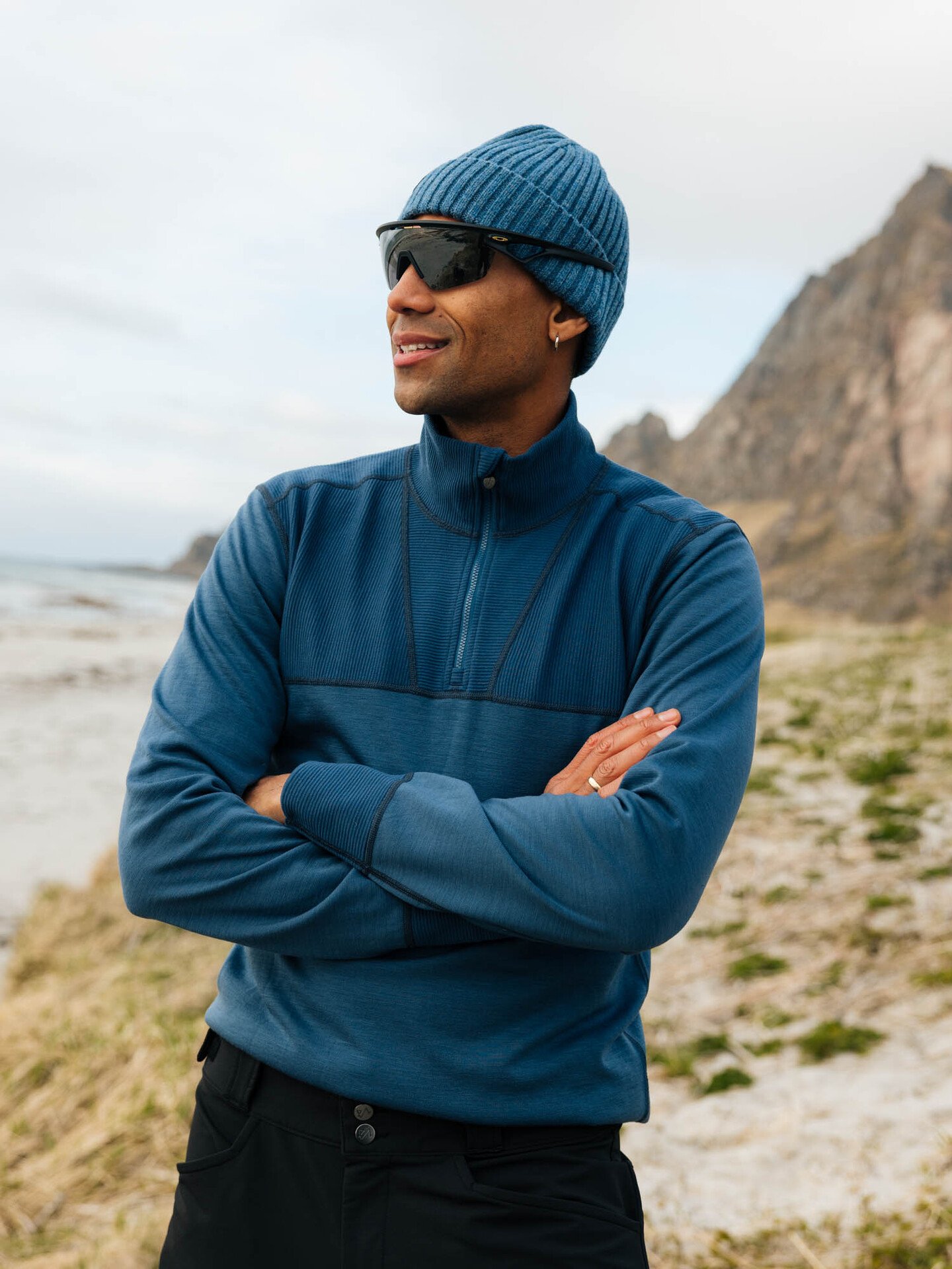 Twentyfour Aurora Obi Ull Half Zip Gråblå