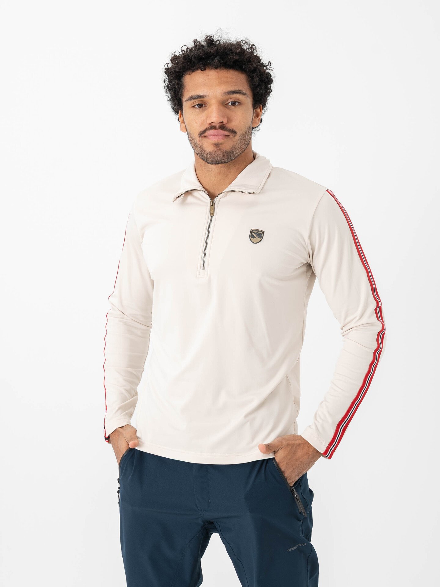 Twentyfour Aurora Half Zip Genser Kollen / Gråhvit