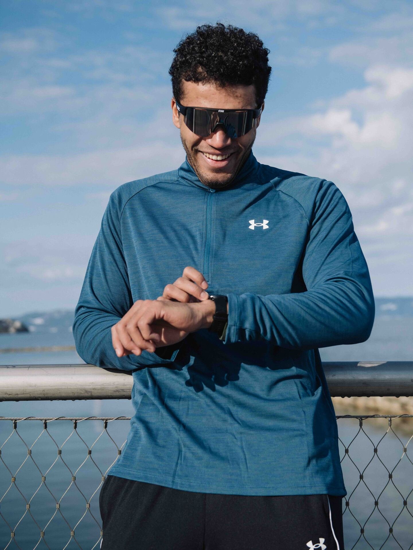 Under Armour Tech Textured 1/2 Zip Wham Blue / White