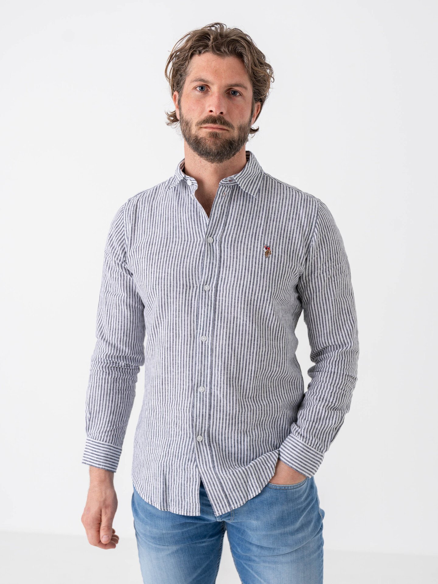 U.S. Polo Assn. Bolt Shirt Dark Sapphire Stripe