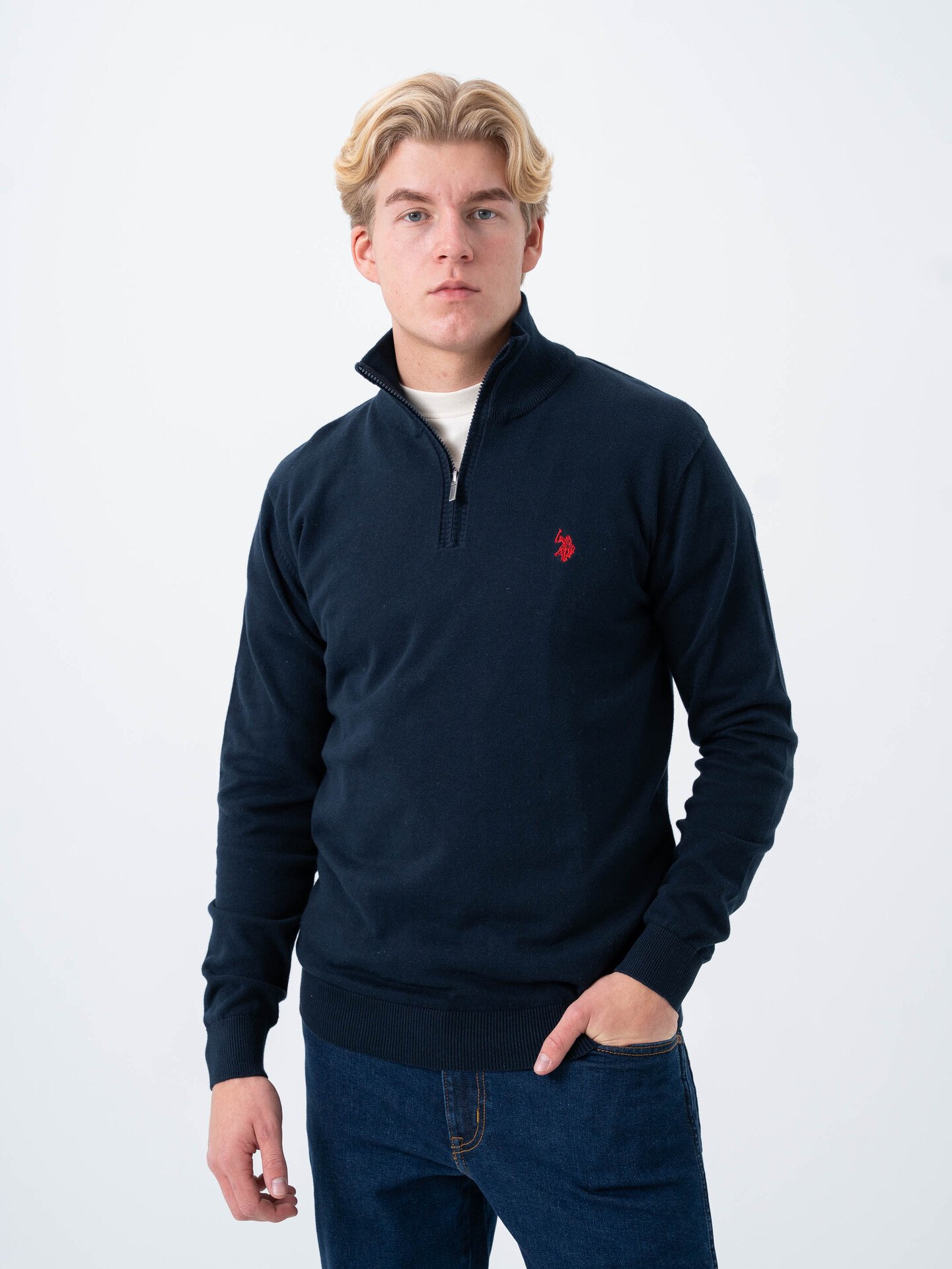 U.S. Polo Assn. Assn. Brison Knit Half Zip Dark Sapphire