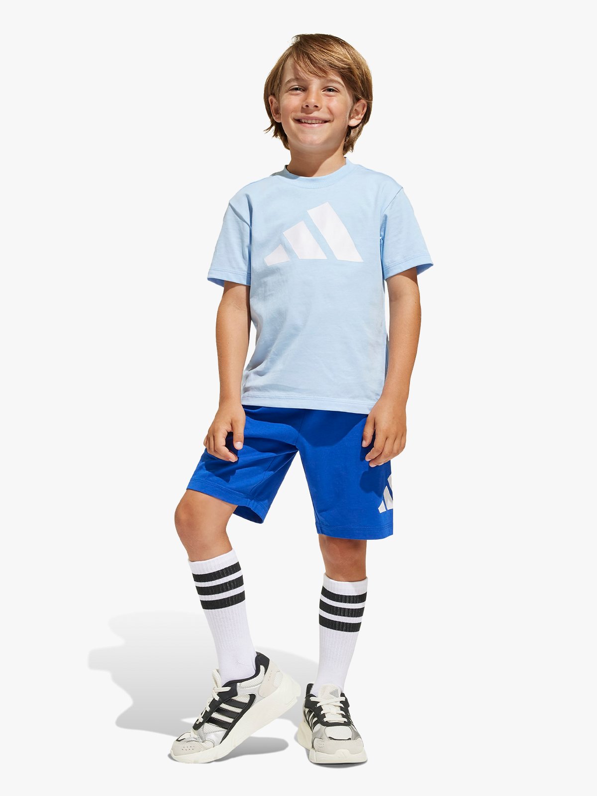 adidas Big Logo Tee-Set 160 Kids GLOBLU/WHITE