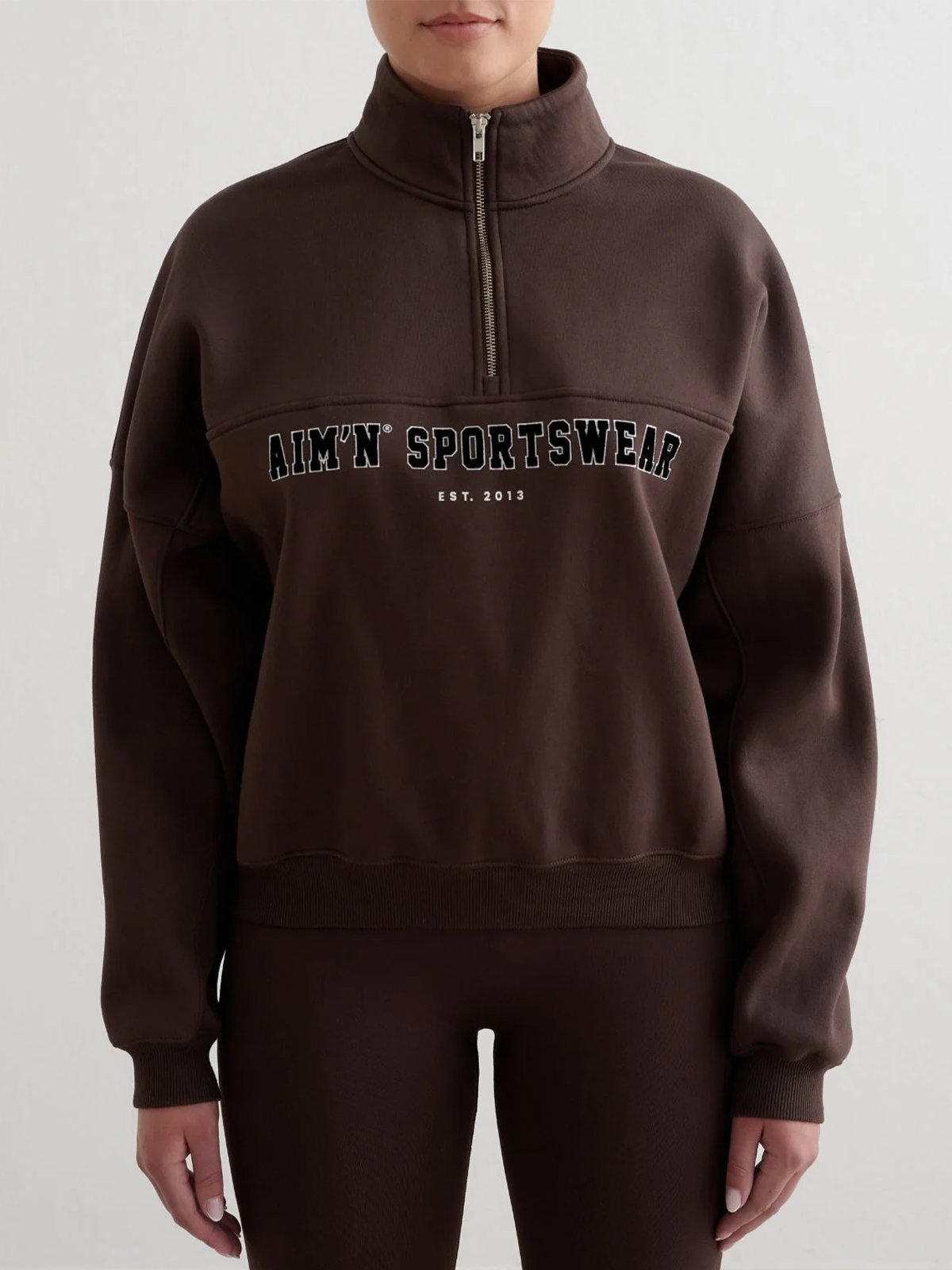 Aim'n Varsity Sweat Half Zip Chocolate
