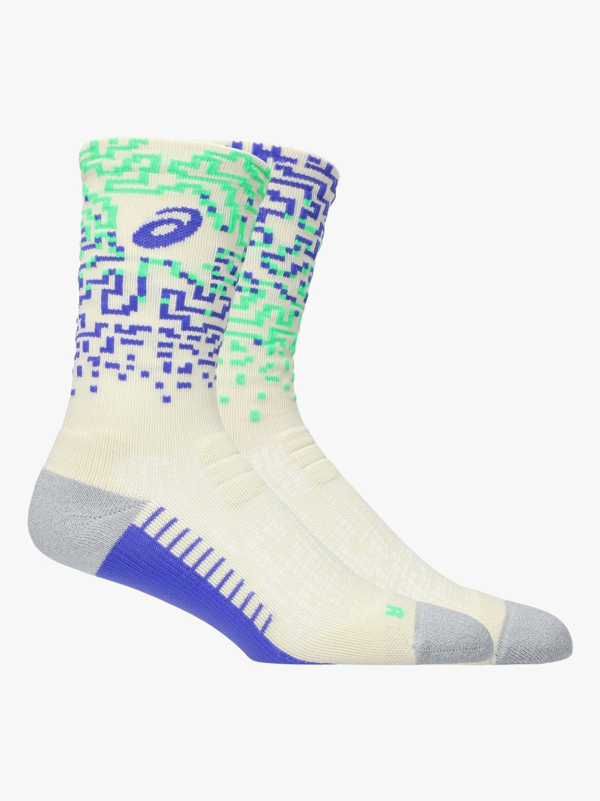 ASICS Performance Run Sock Crew Ivory / Cobalt Burst / Vital Green