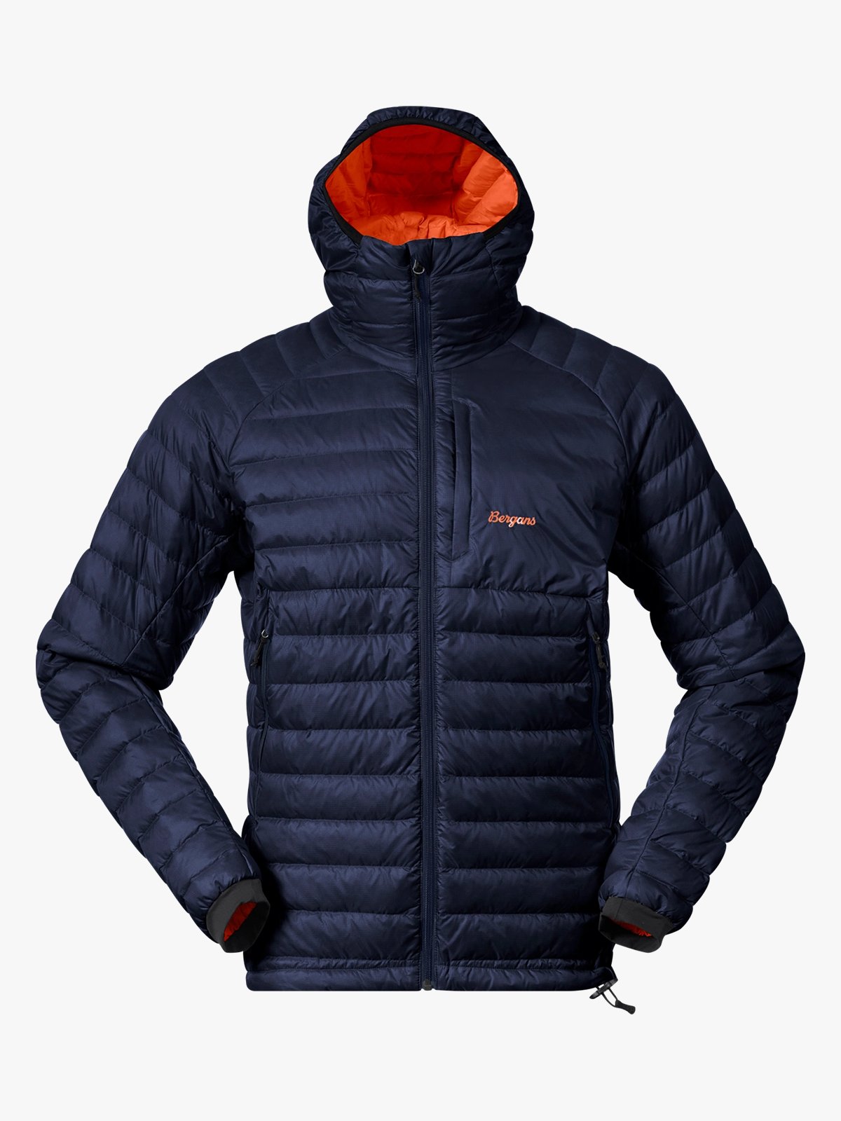 Bergans Vaagaa Light Down Jacket Hood Men Navy Blue / Alert Orange