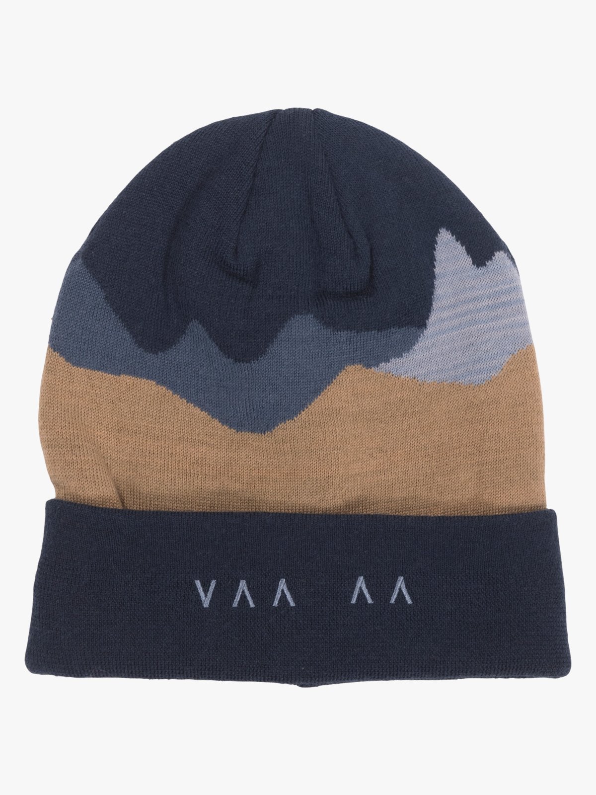 Bergans Vaagaa Fine Knit Wool Beanie Navy Blue / Warm Sand
