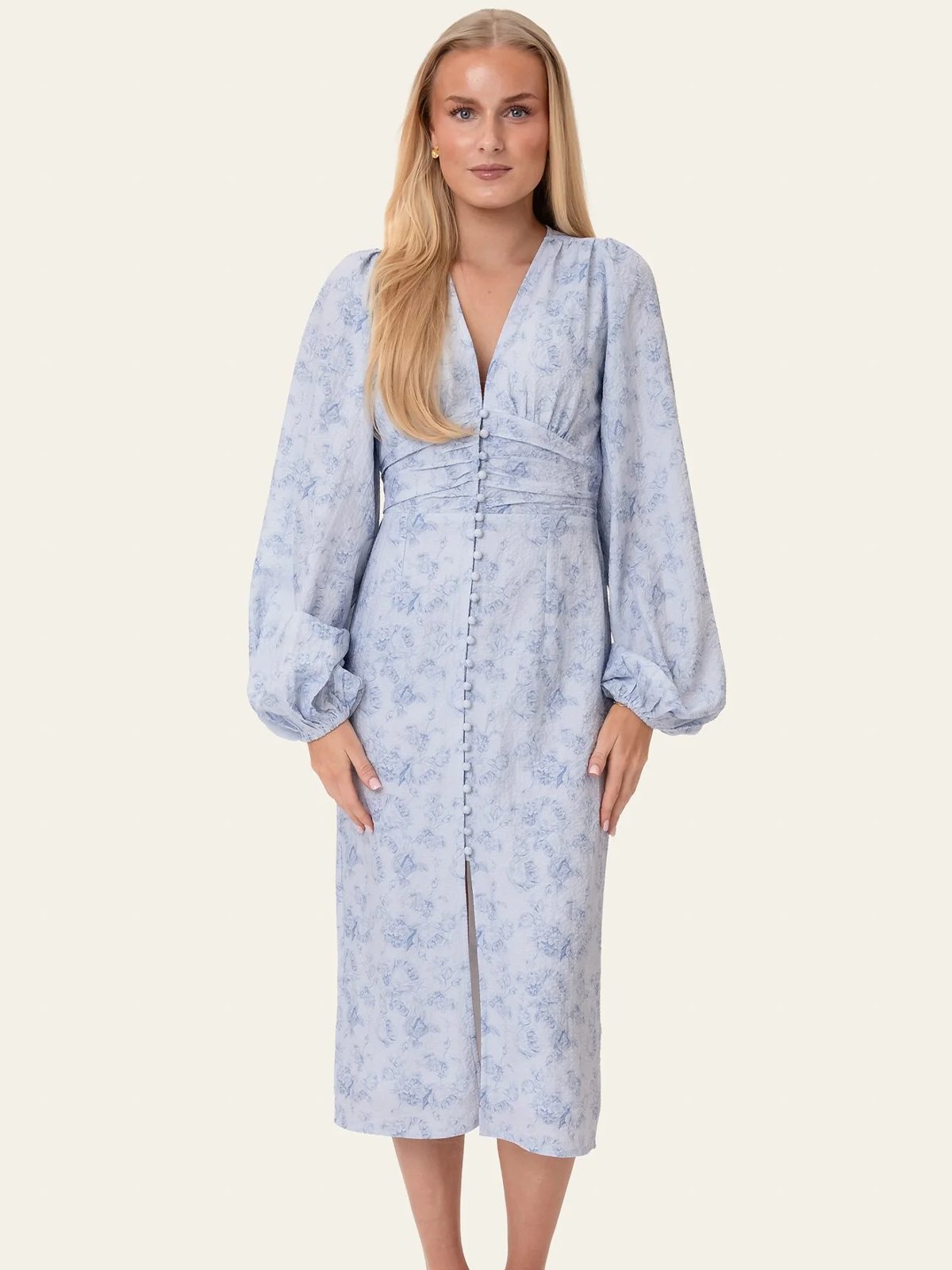 BYIC Ada Long Dress Soft Blue Blossom