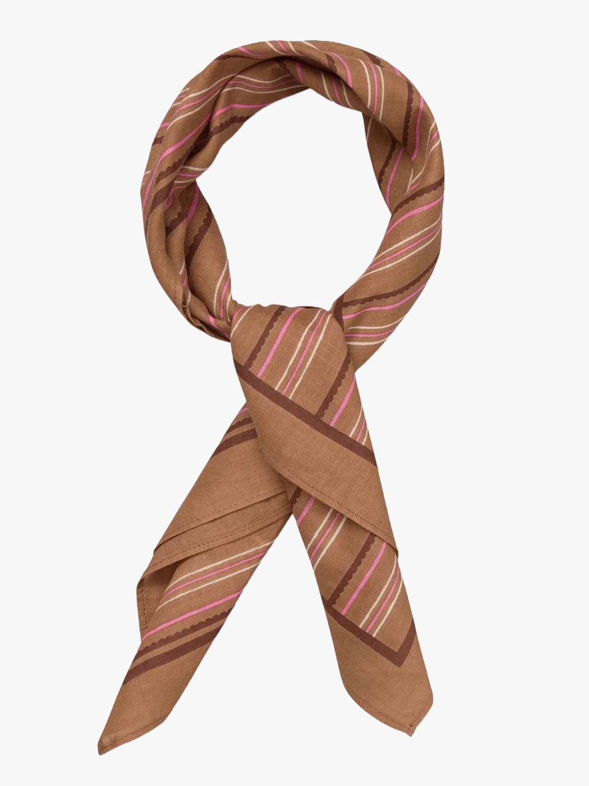 Becksöndergaard Scallopia Striped Cotta Scarf Wood Thrush Brown