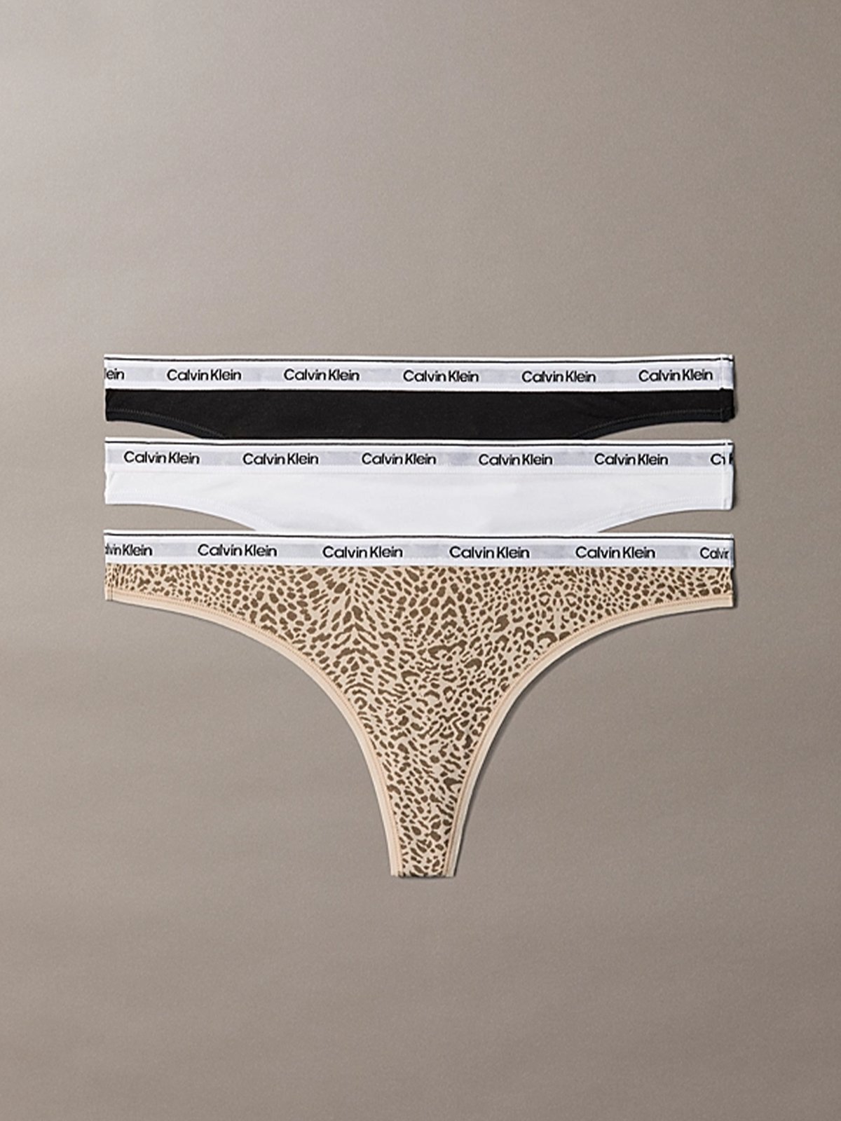 Calvin Klein 3 Pack Thong Black / Classic White / Animal Mirror