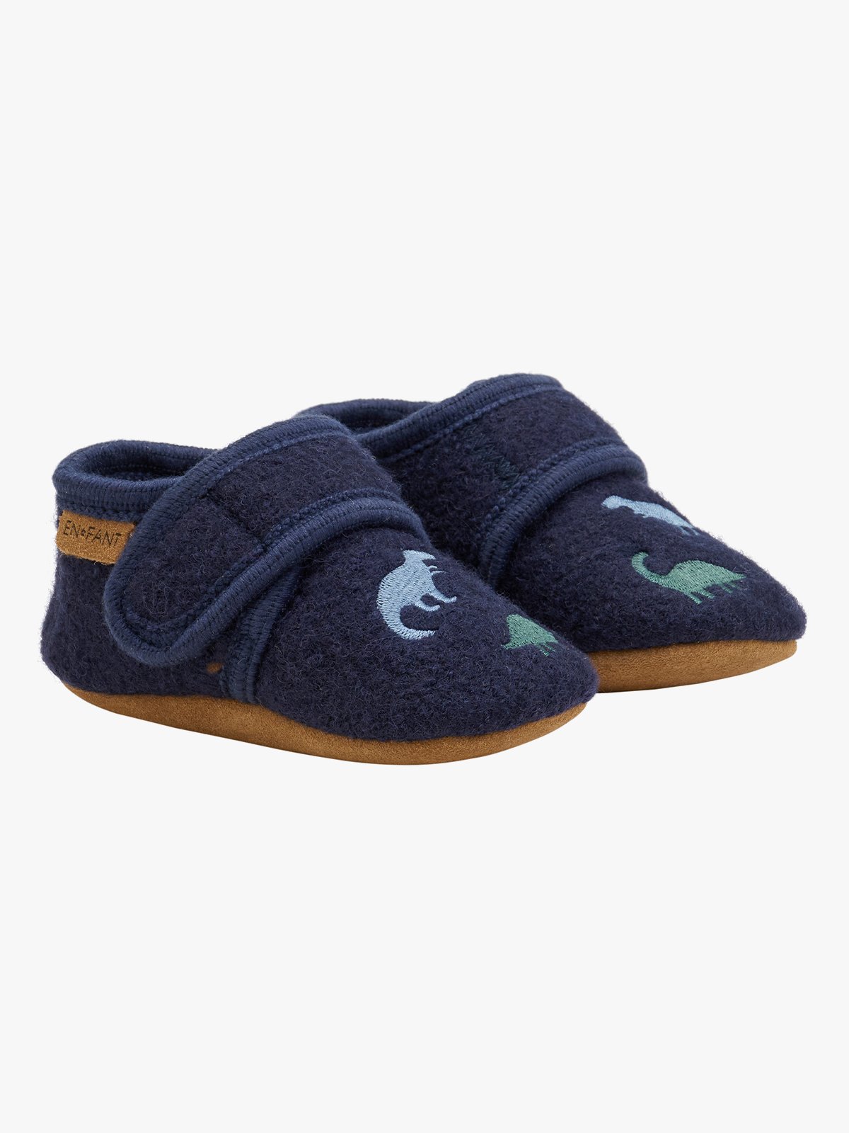 En Fant Wool Slippers w. Embroidery Navy