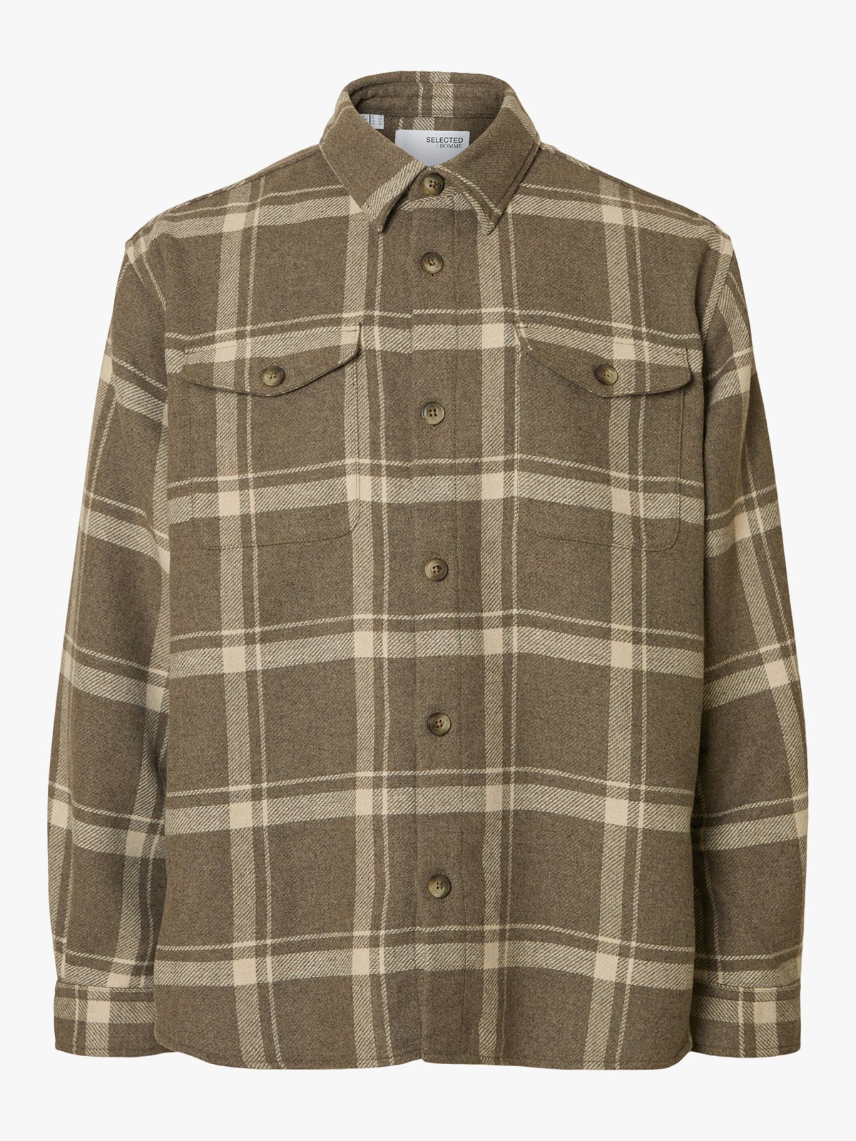 Selected Homme Selected Homme Loose Mason-Pablo Long Sleeve Overshirt Morel Gravel