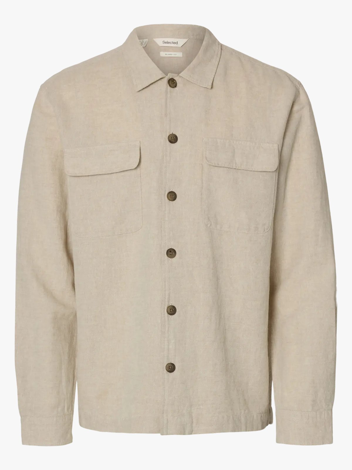 Selected Homme Leroy Sun Overshirt Long Sleeve Pure Cashmere W. White