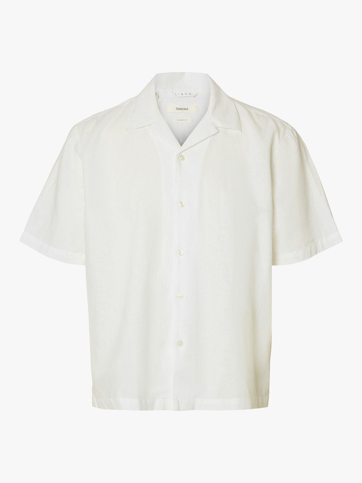 Selected Homme Relax Clay Linen Blend Short Sleeve Short Resort Bright White