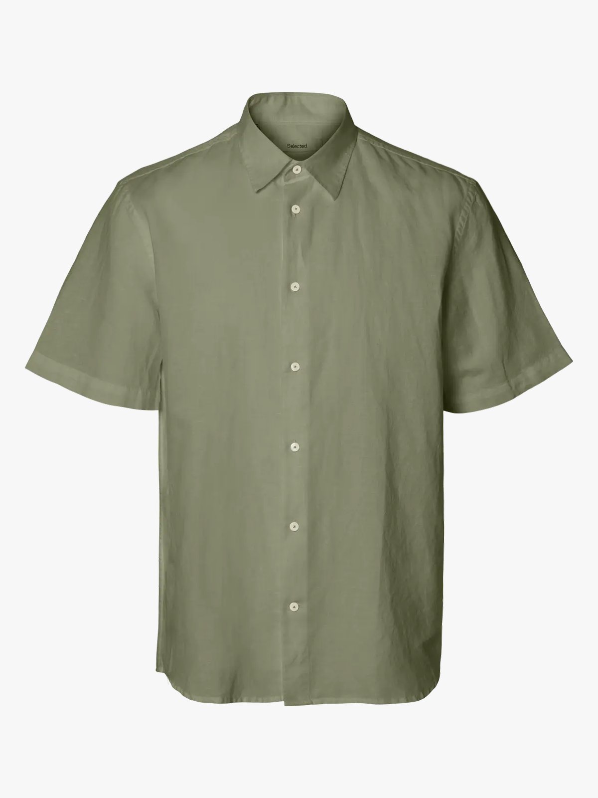 Selected Homme Regular Clay Linen Blend Short Sleeve Shirt Regular Vetiver